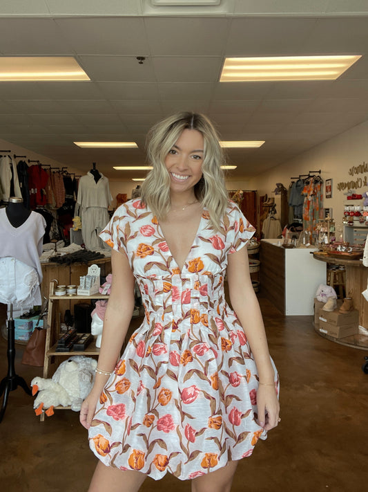 Pink & Orange Floral Dress