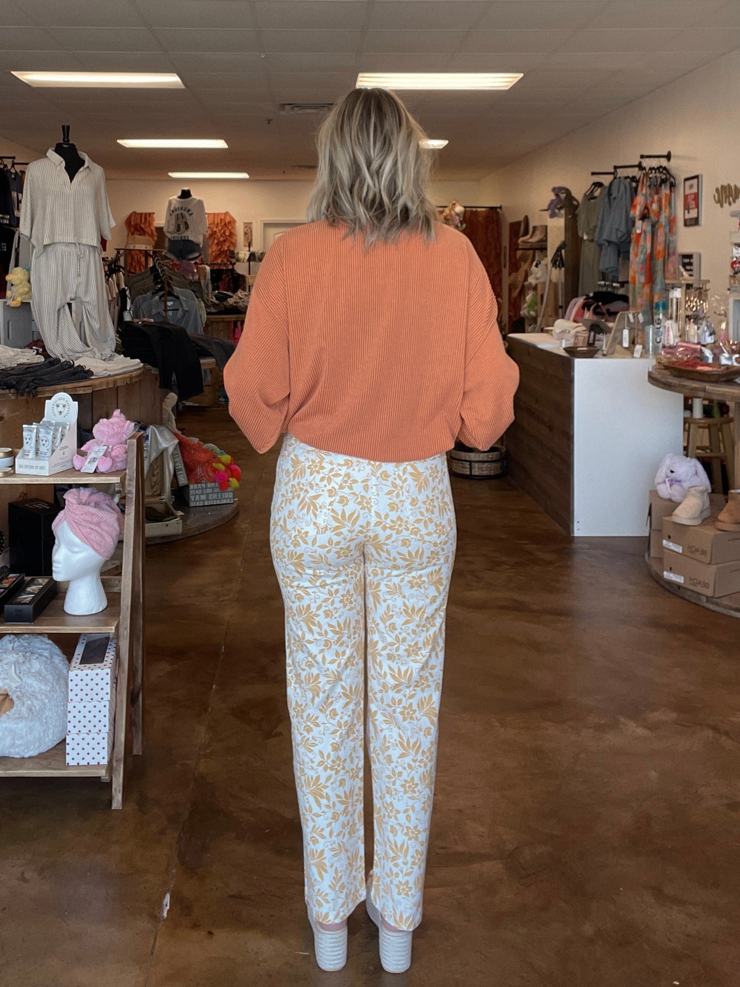 Cream Floral Pants