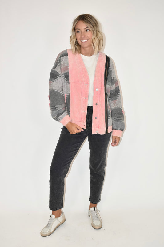 Pink Corduroy Aztec Jacket