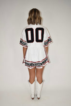 Load image into Gallery viewer, Queen of Sparkles | White, Black &amp; Red Jersey Queen Romper
