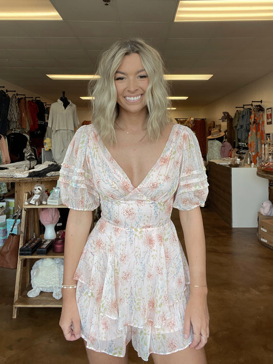 Peach Floral Romper