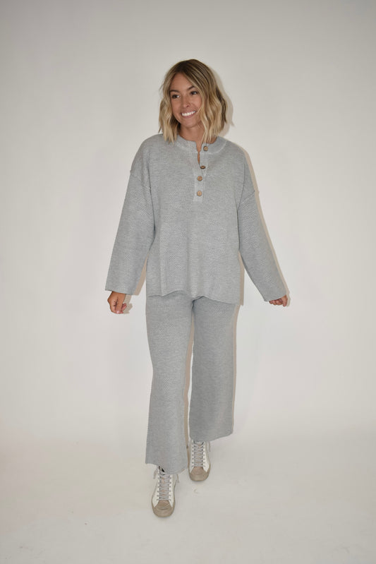 Heather Grey Wide Leg Sweater Pants