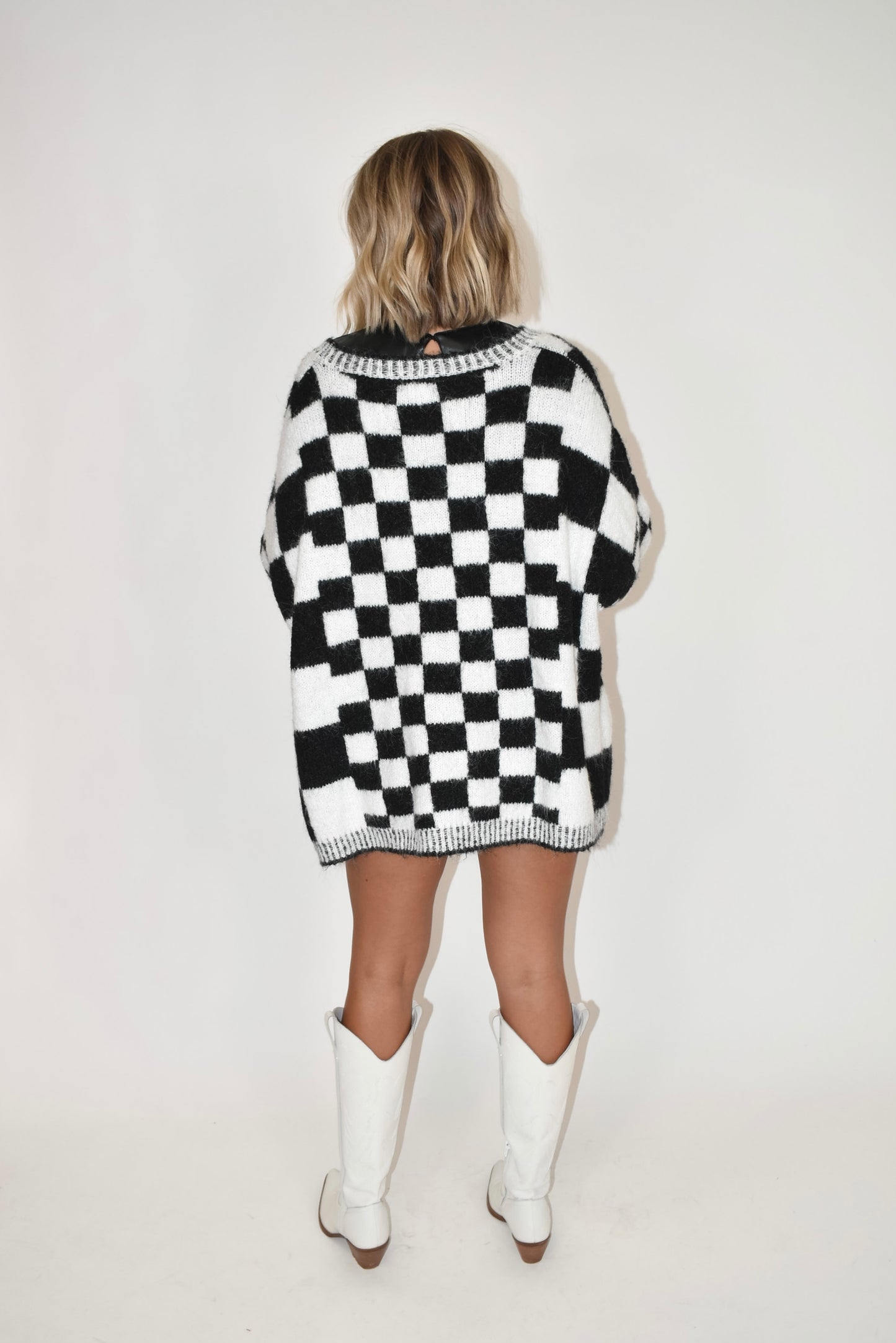 Oversized Checkered Cardigan