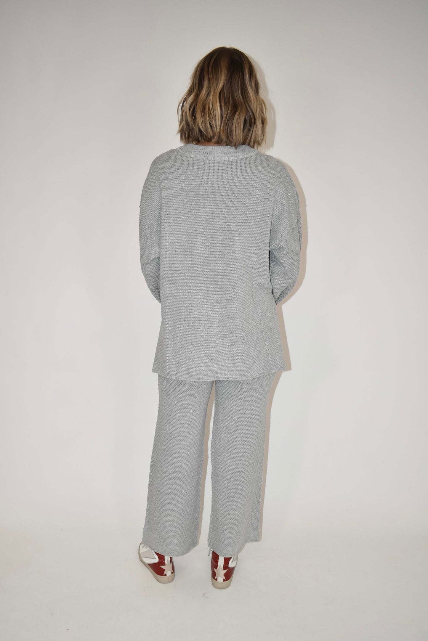 Heather Grey Wide Leg Sweater Pants