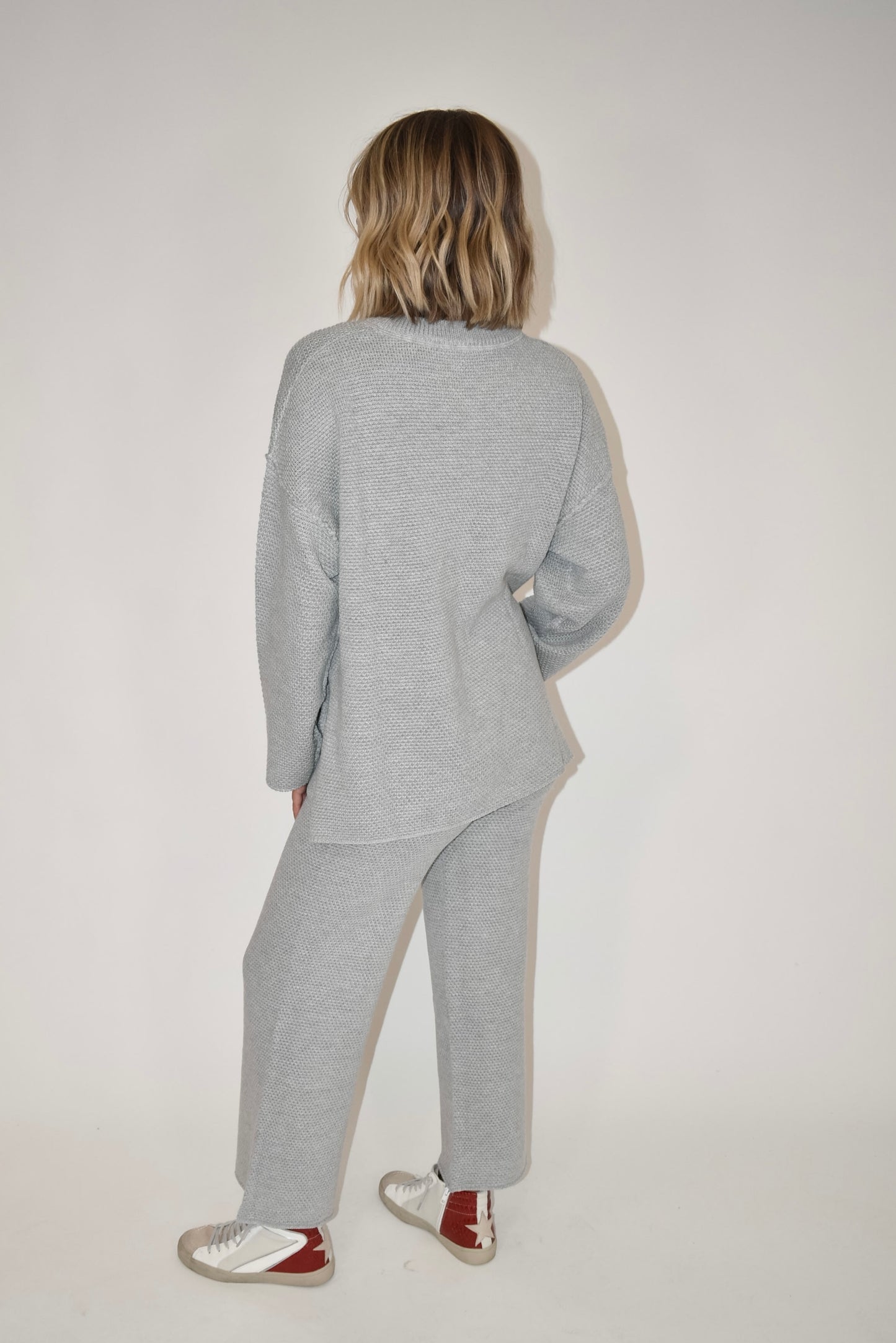 Heather Grey Wide Leg Sweater Pants