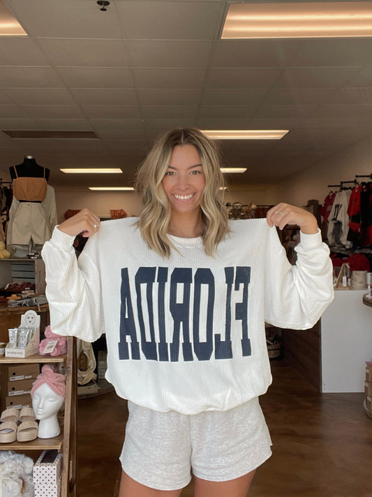 White Florida Ribbed Crewneck