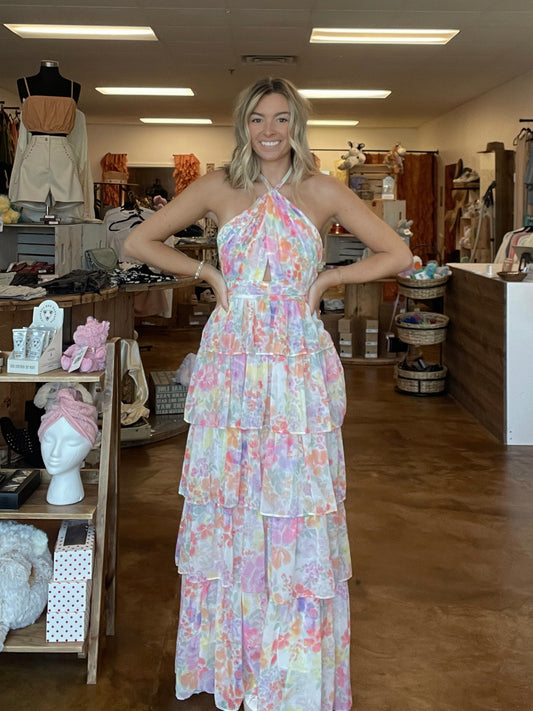 Halter Floral Maxi Dress