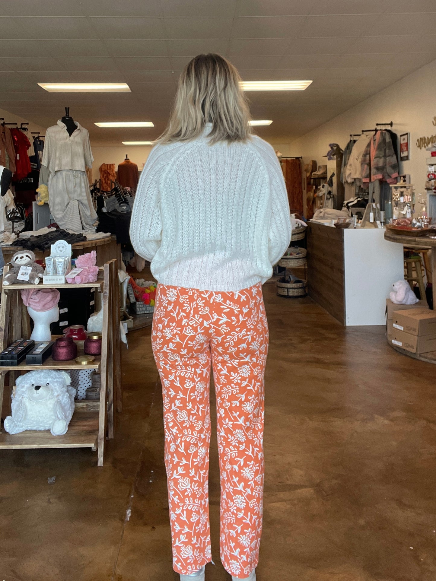 Orange Floral Pants