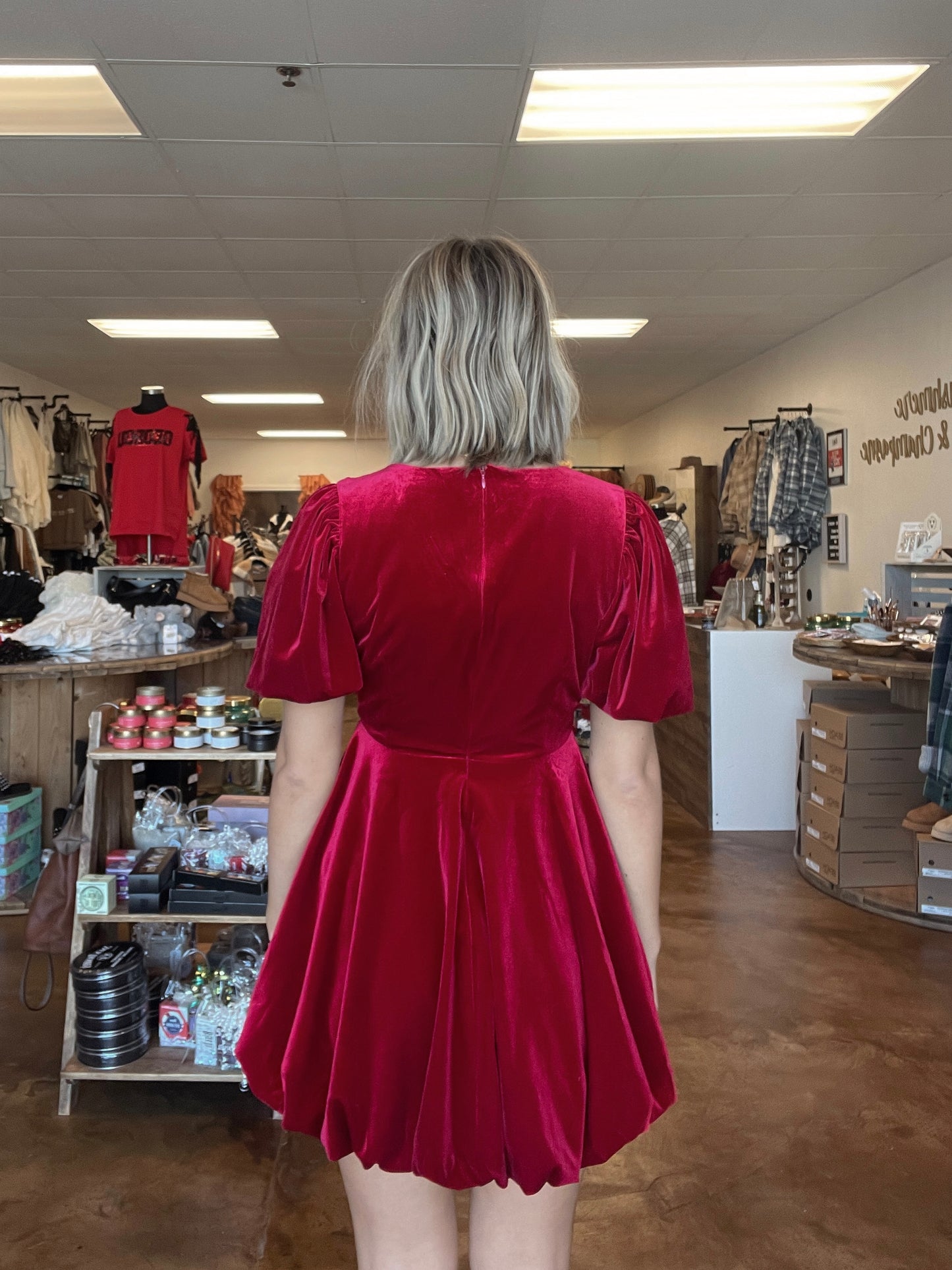 Red Velvet Bubble Dress