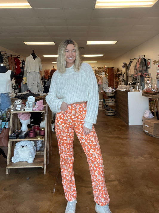 Orange Floral Pants