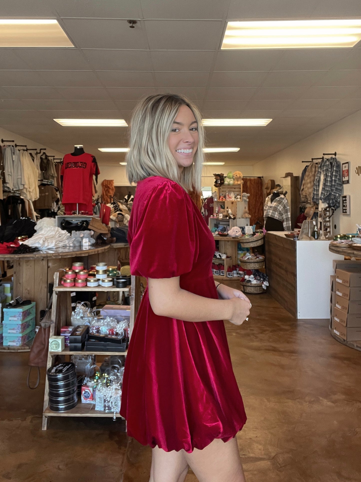 Red Velvet Bubble Dress