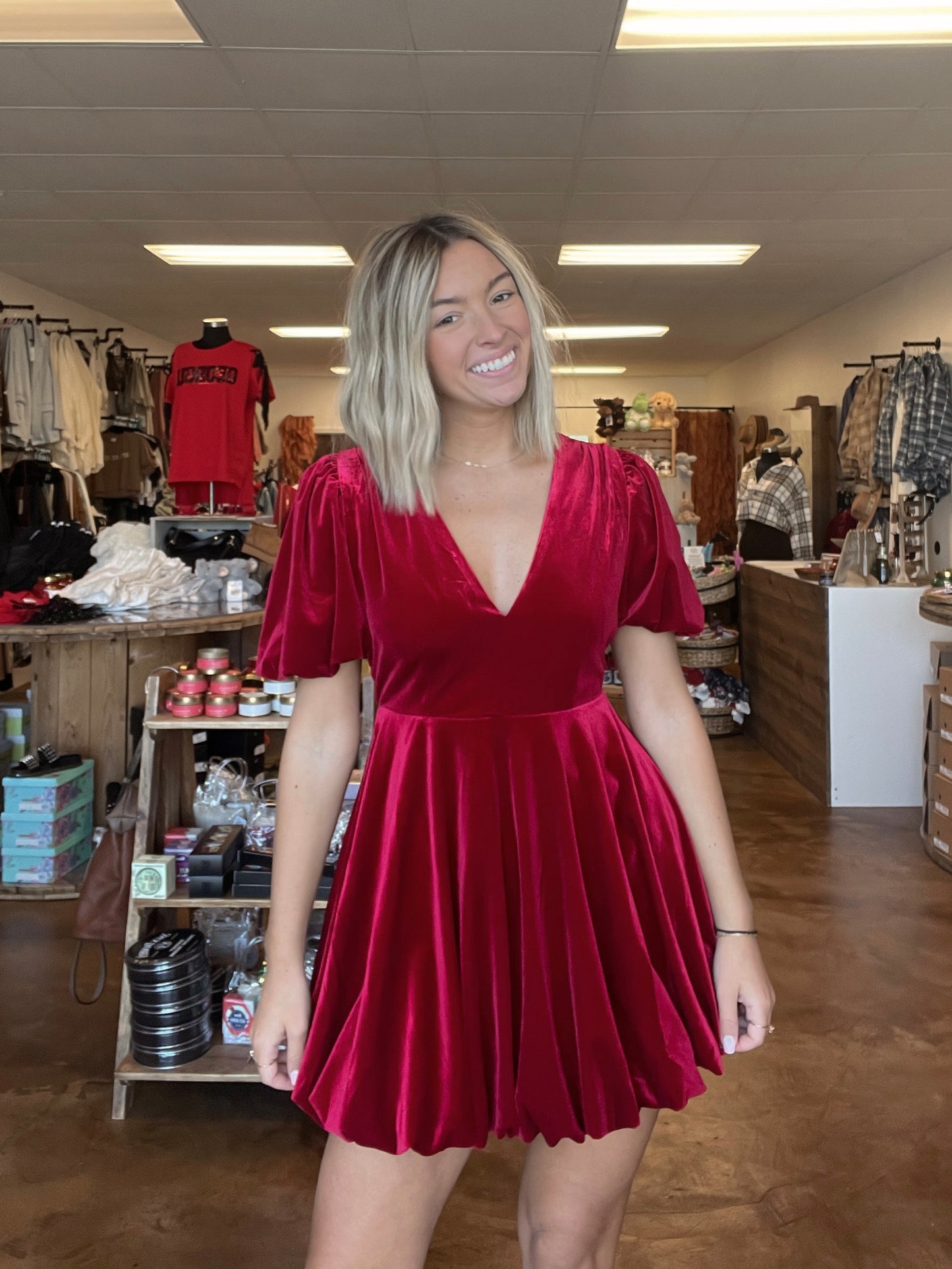 Red Velvet Bubble Dress