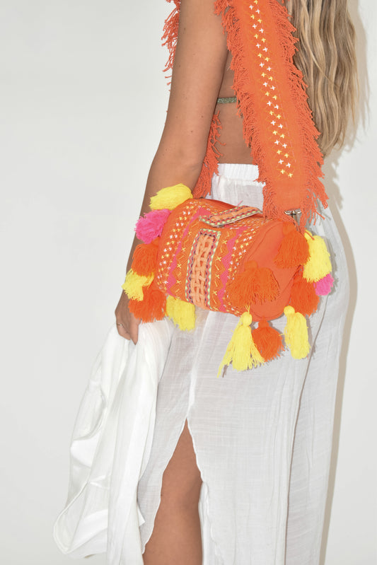 Orange Boho Tassel Purse