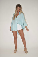 Load image into Gallery viewer, Mint Satin Button Down Blouse
