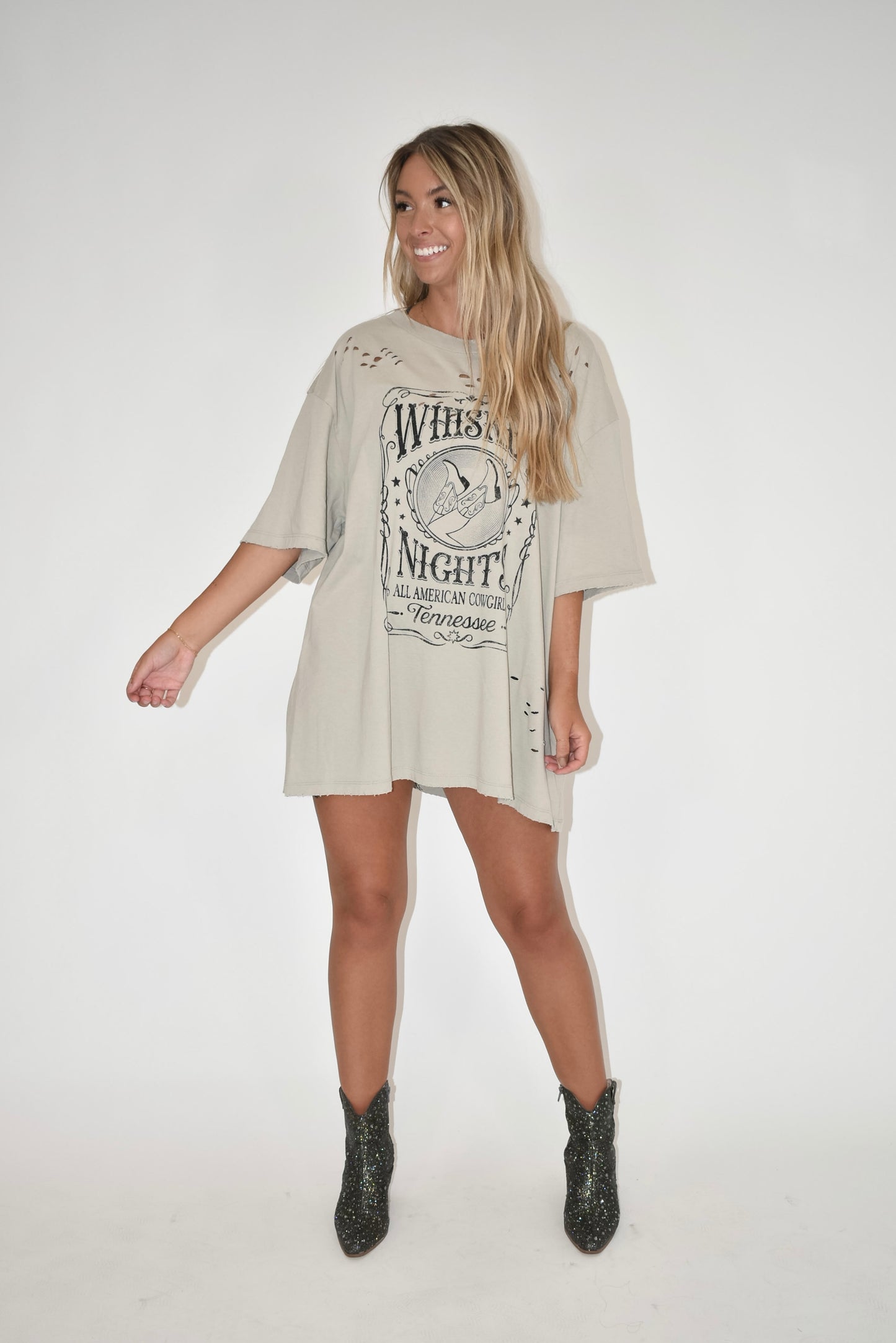 Whiskey Nights Oversized Graphic Tee