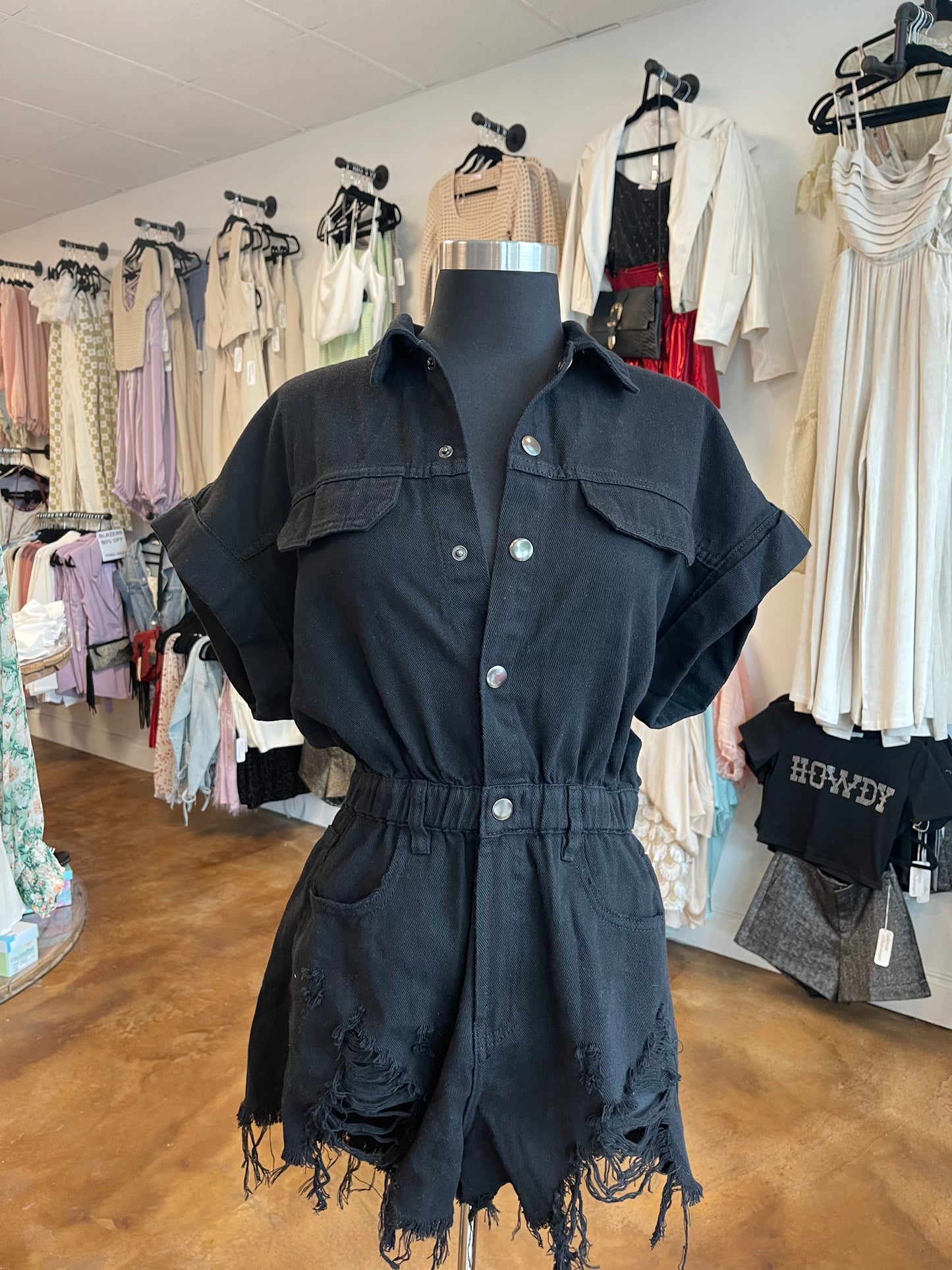 Black Denim Romper