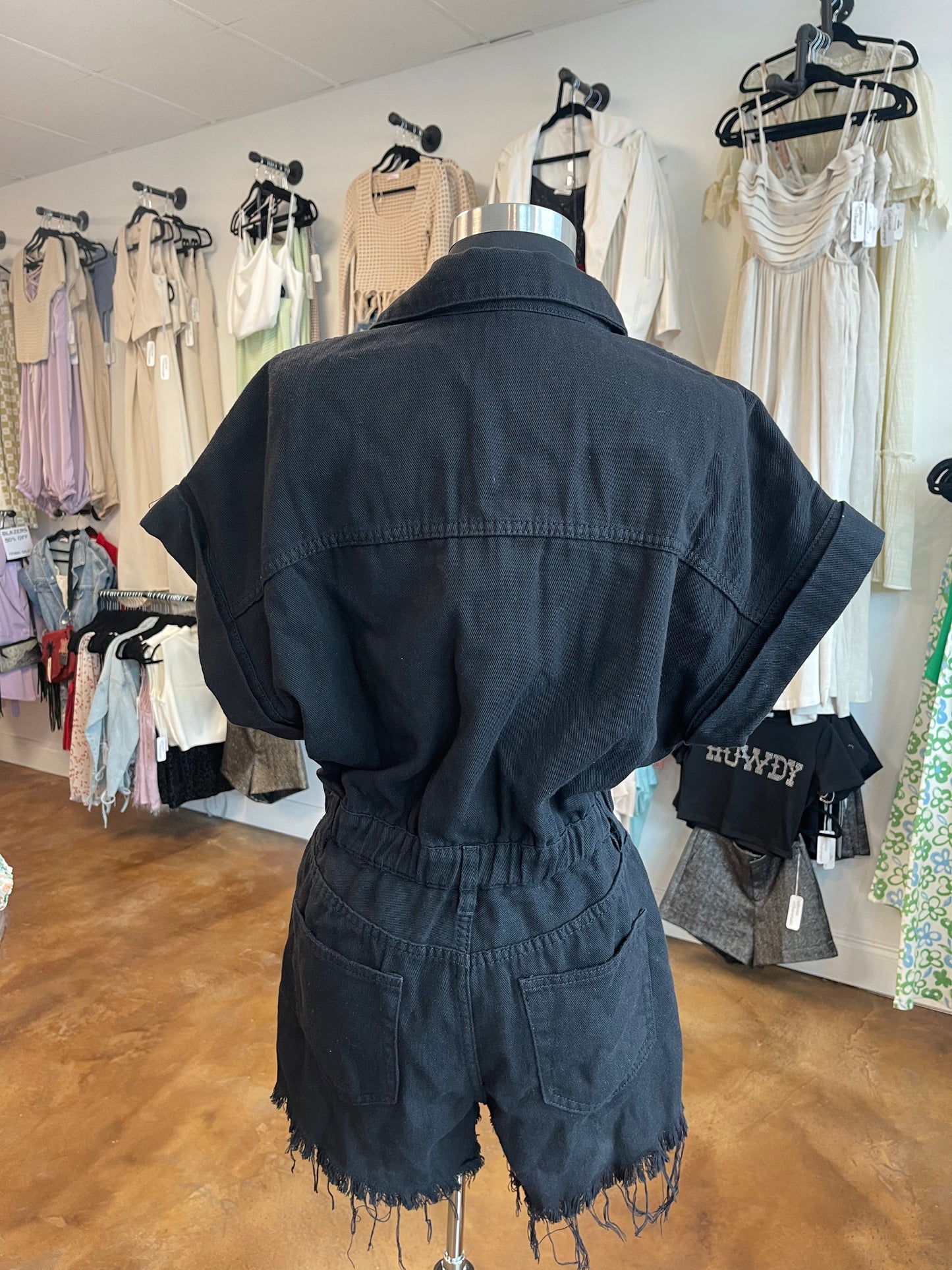 Black Denim Romper