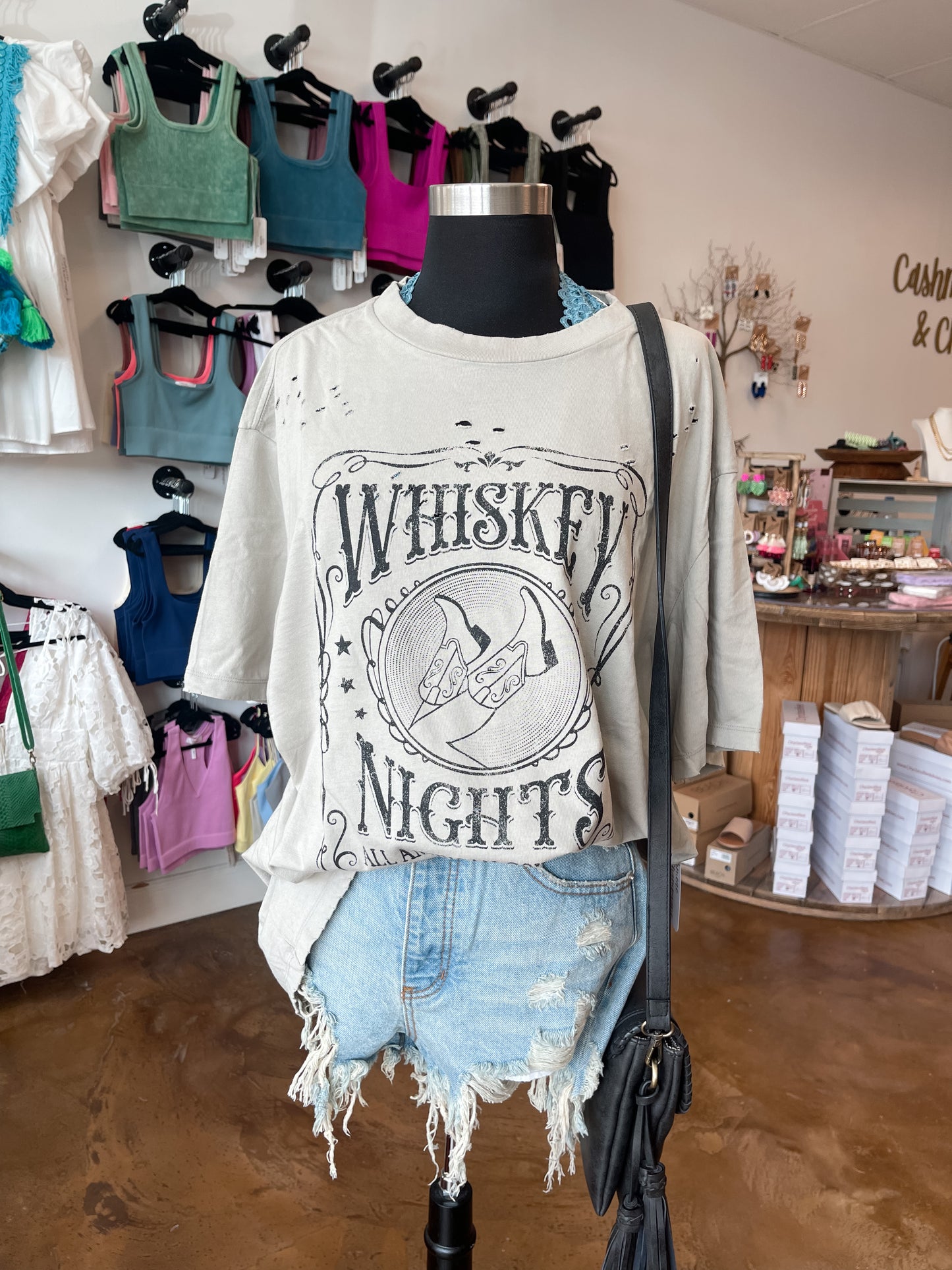 Whiskey Nights Oversized Graphic Tee