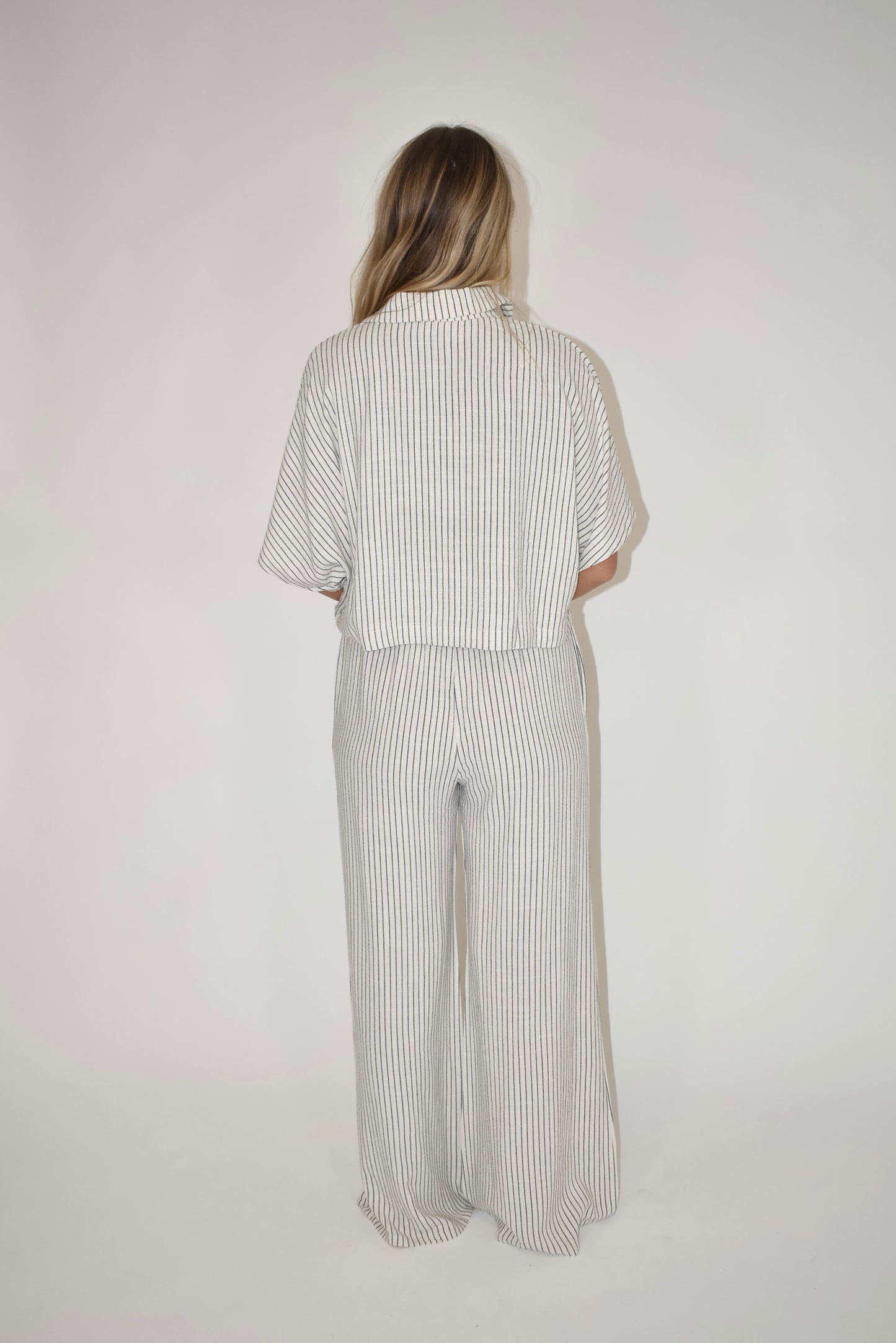 Linen Blend Striped Pants