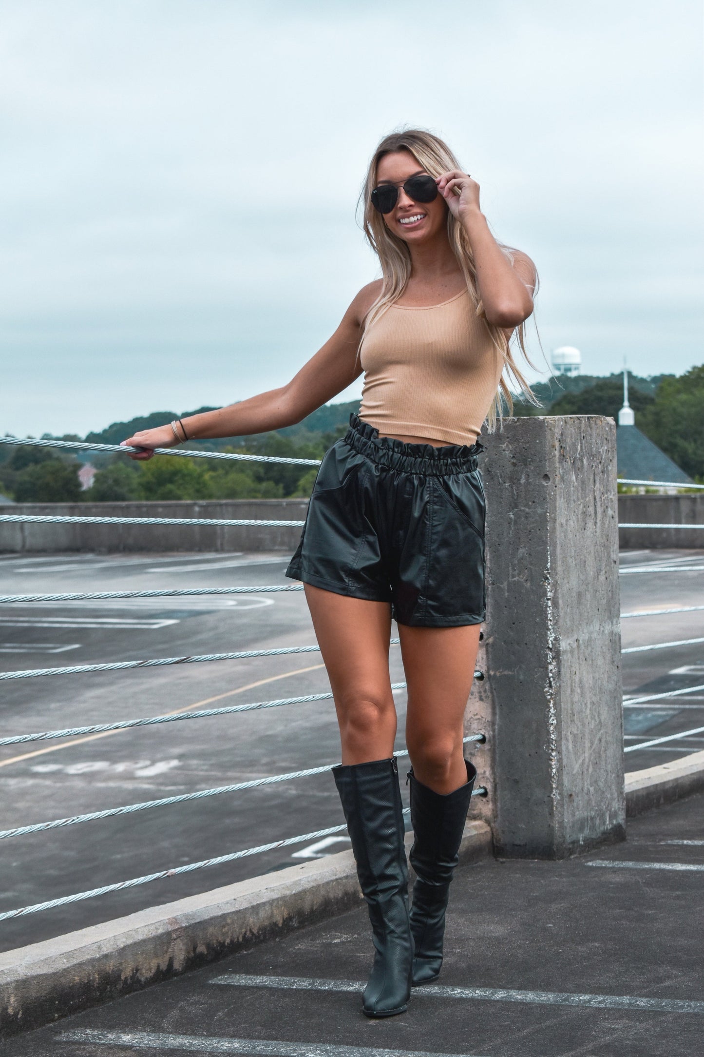 Paperbag Waist Leather Shorts