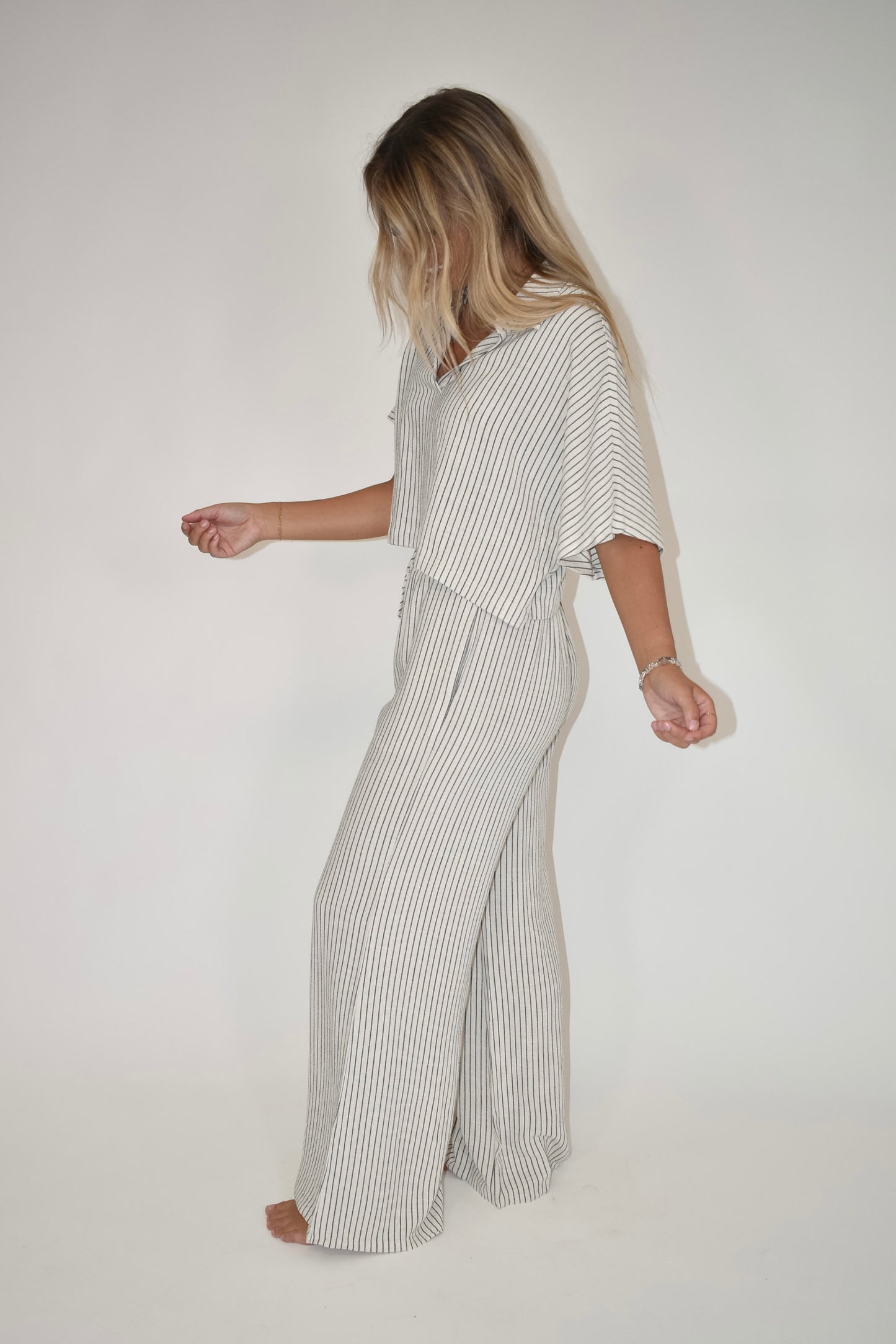 Linen Blend Striped Pants