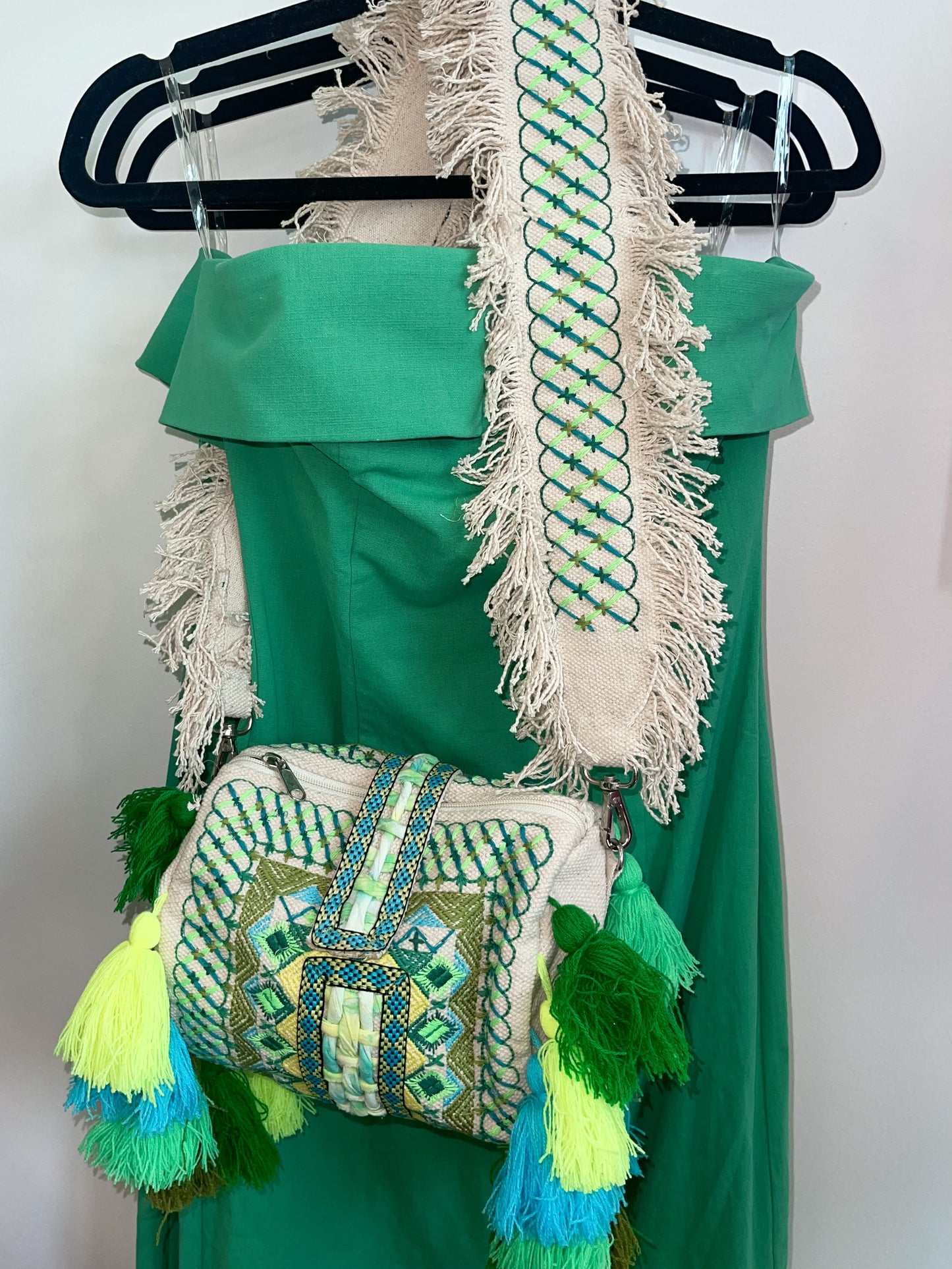 Green Boho Tassel Purse