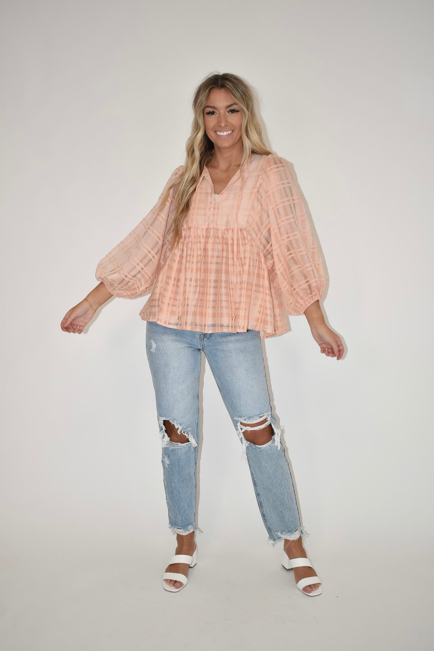 Peach Babydoll Blouse