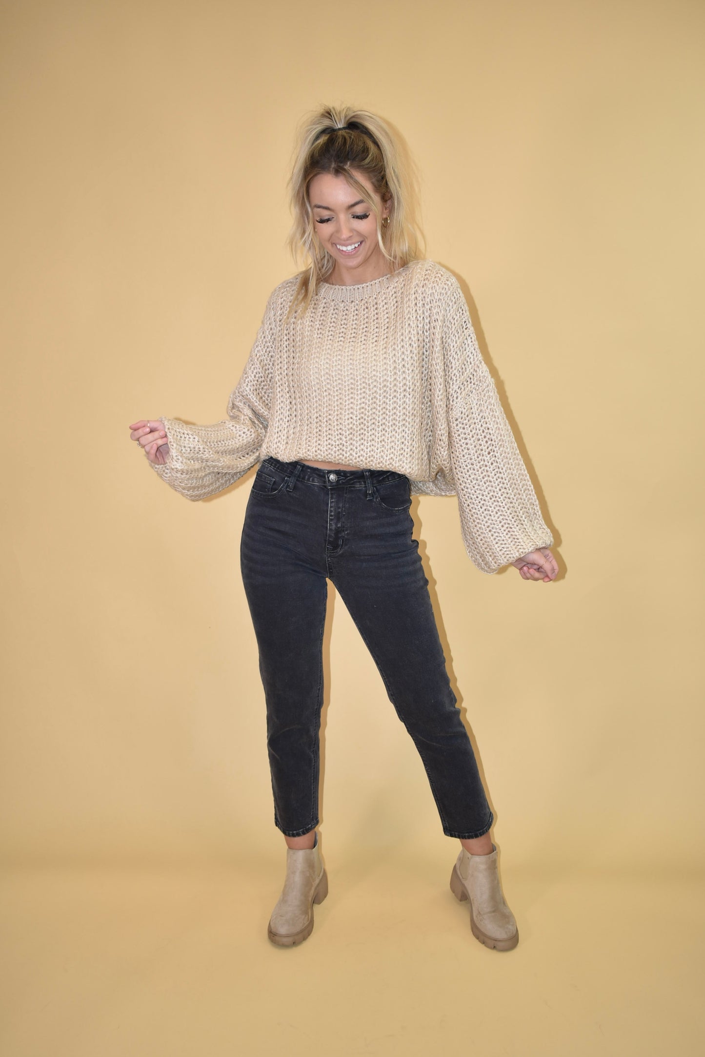 Tan Loose Knit Sweater