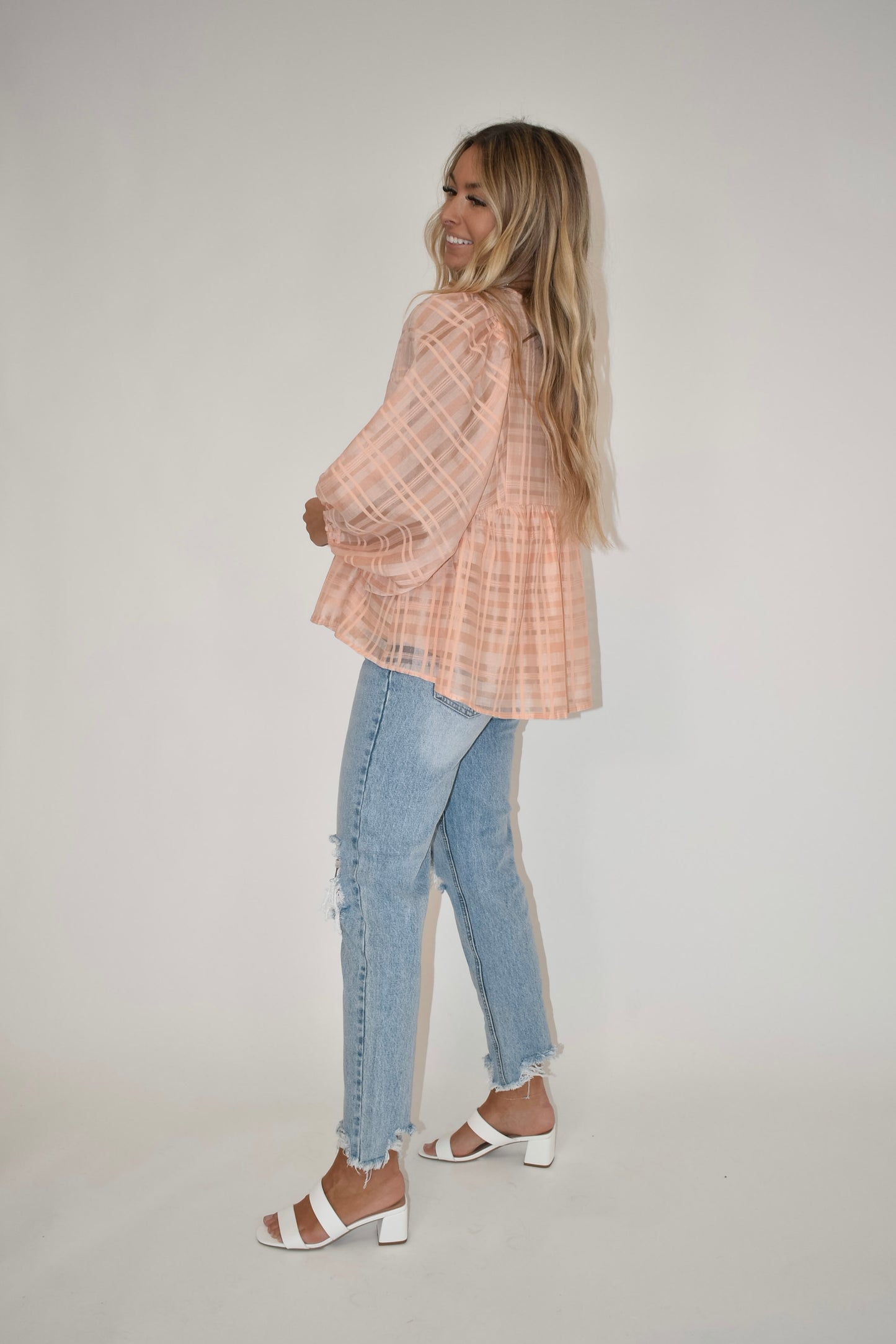 Peach Babydoll Blouse