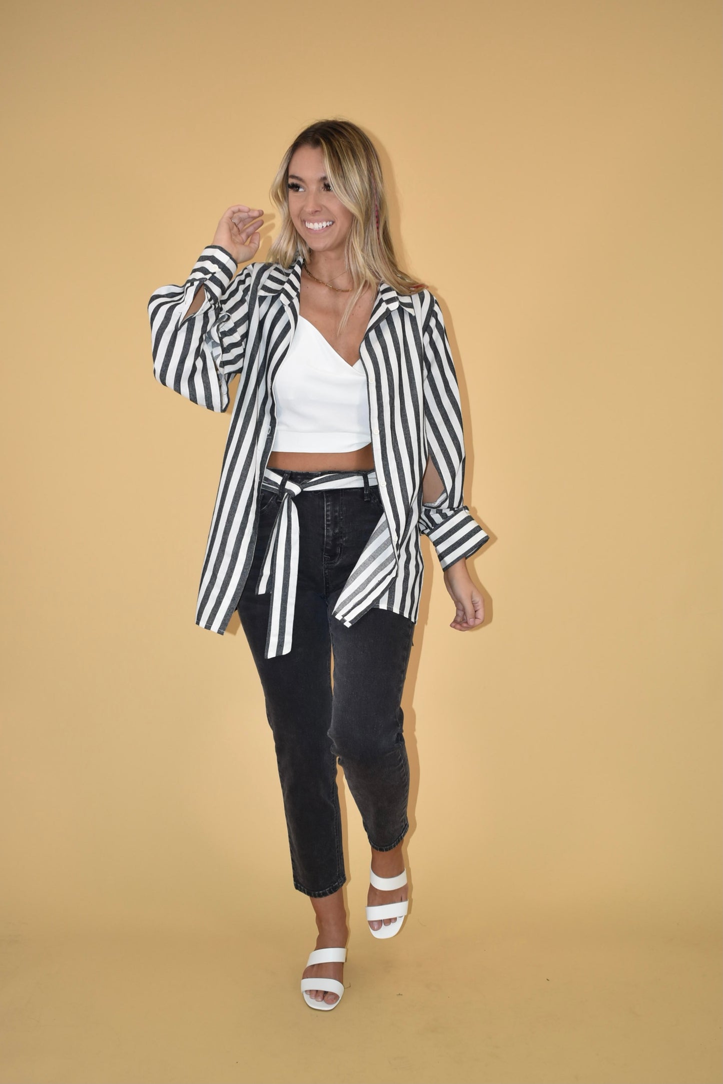 Stripe Button Up Blouse