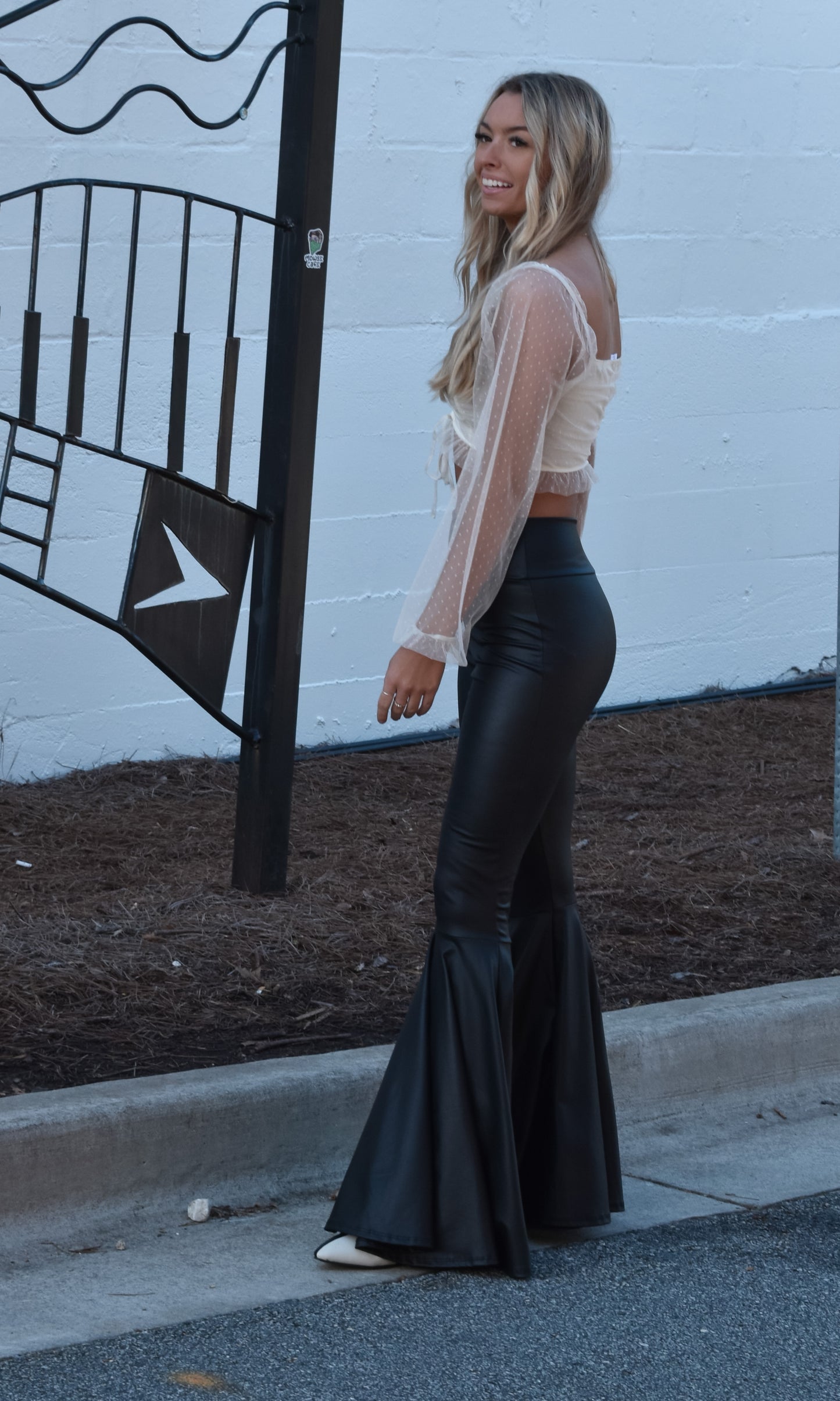 Wide Band Vegan Leather Flares