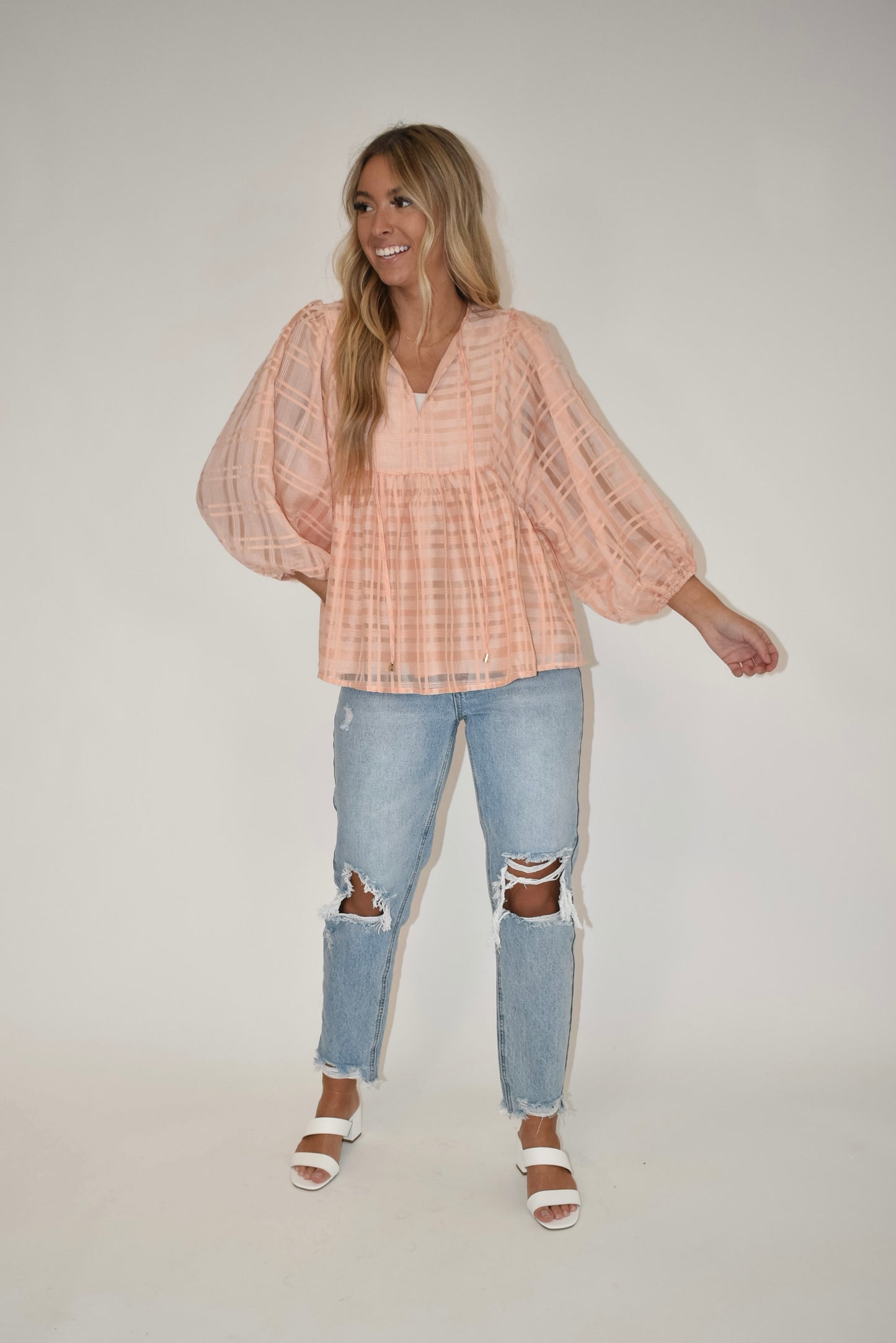 Peach Babydoll Blouse