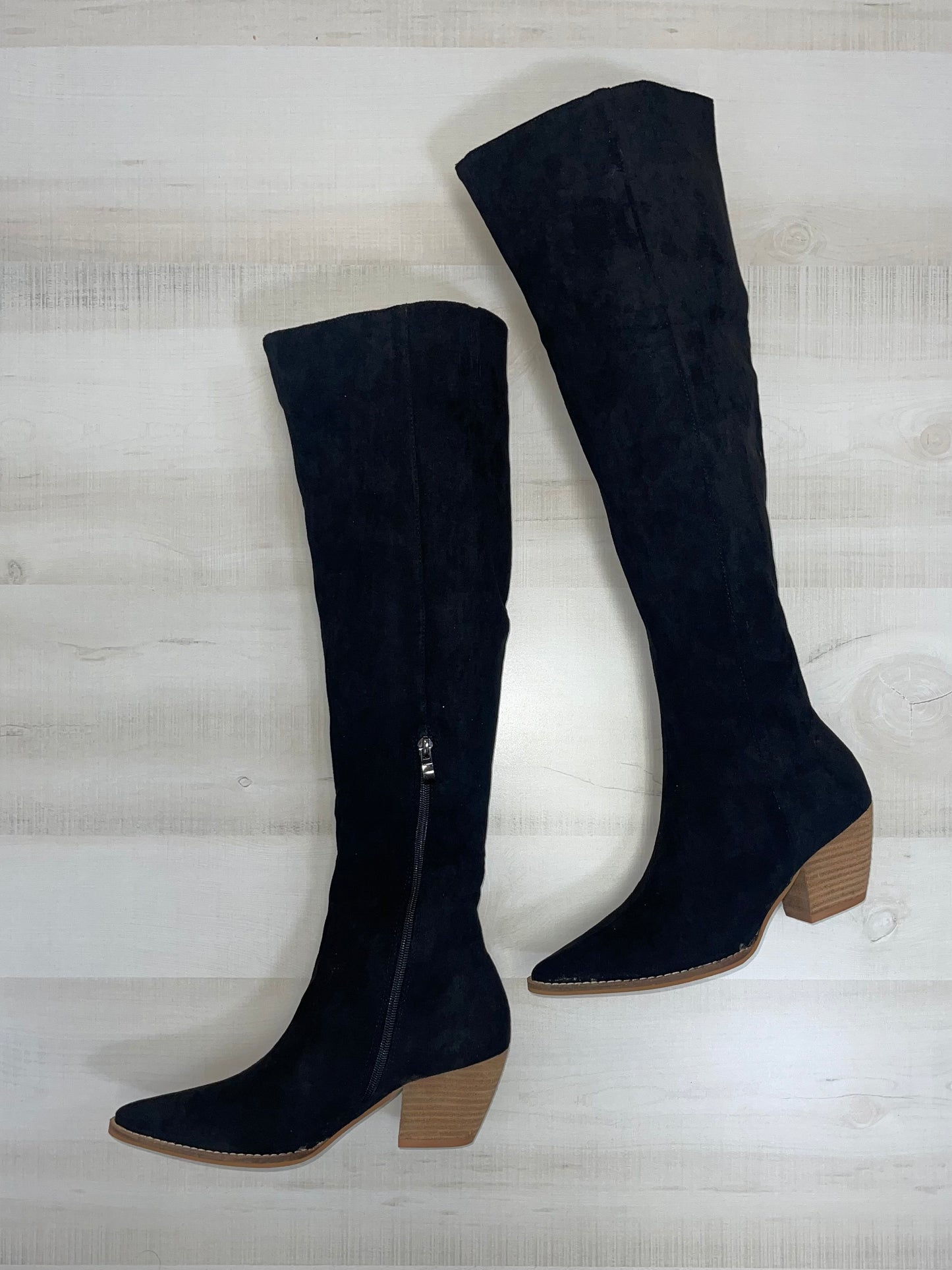 Black Suede Over the Knee Boots