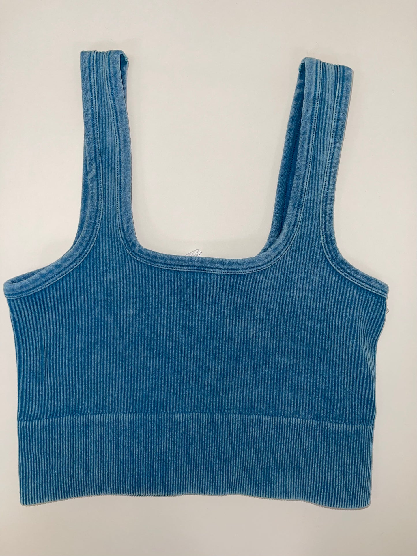 Acid Wash Ribbed Square Neck Cami