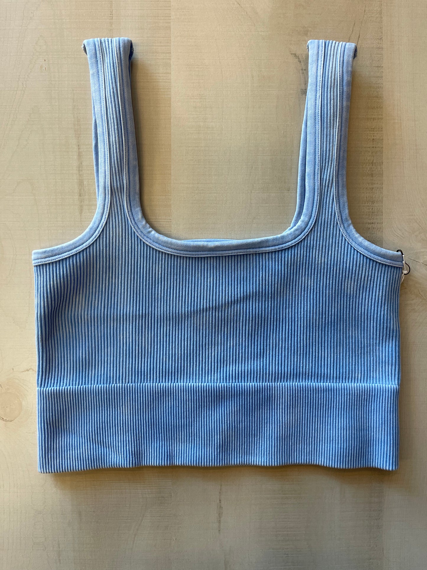 Acid Wash Ribbed Square Neck Cami