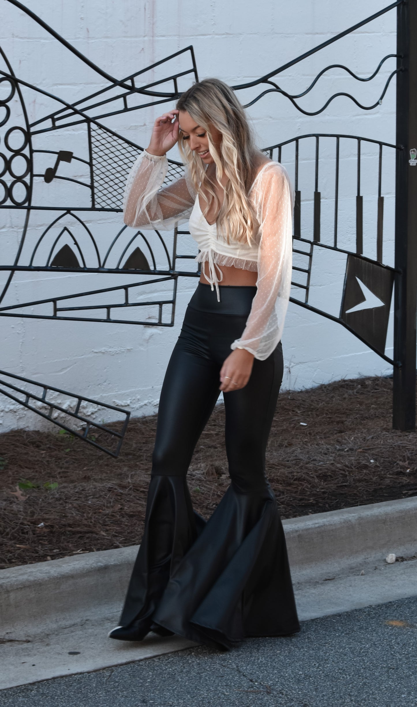 Wide Band Vegan Leather Flares