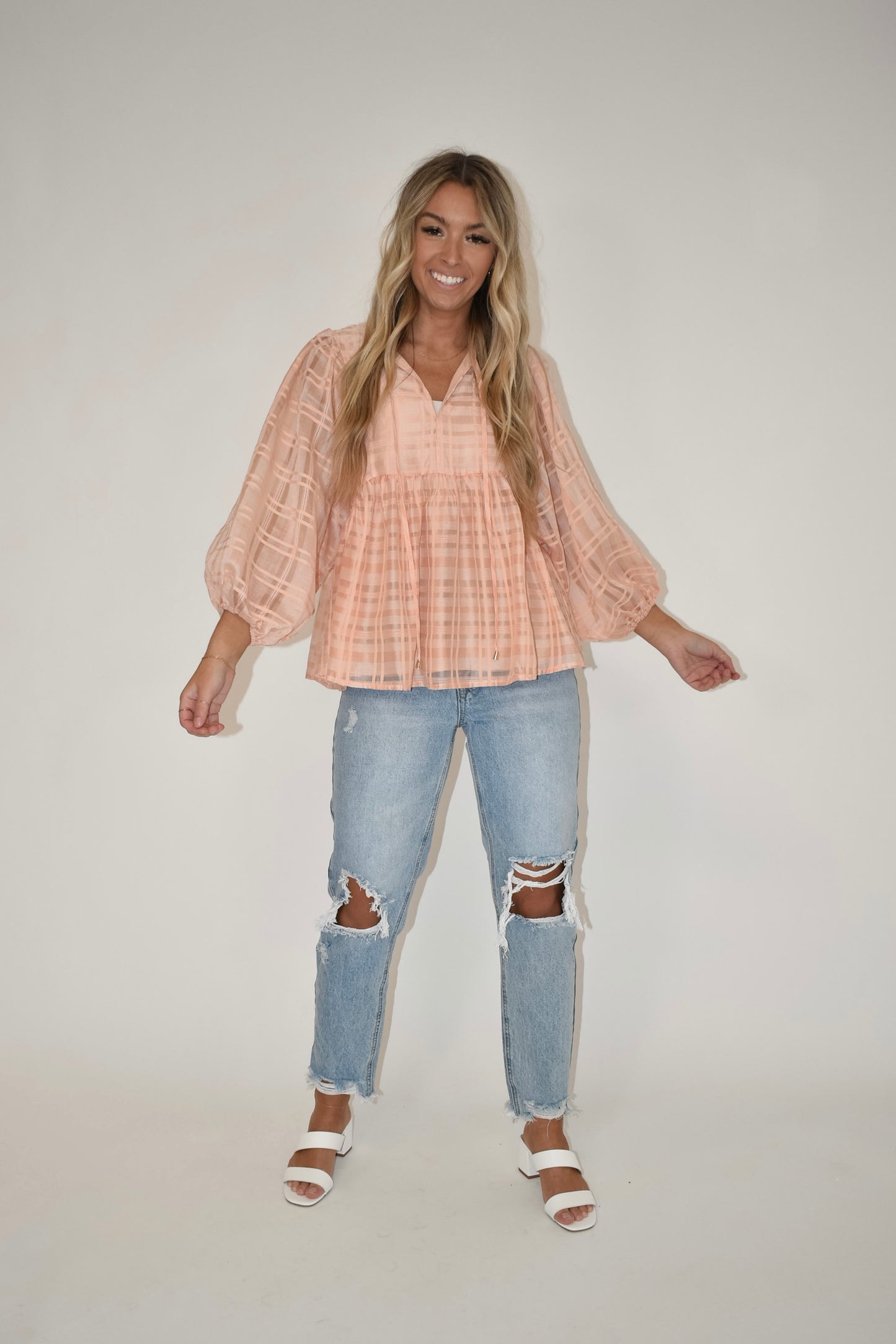 Peach Babydoll Blouse