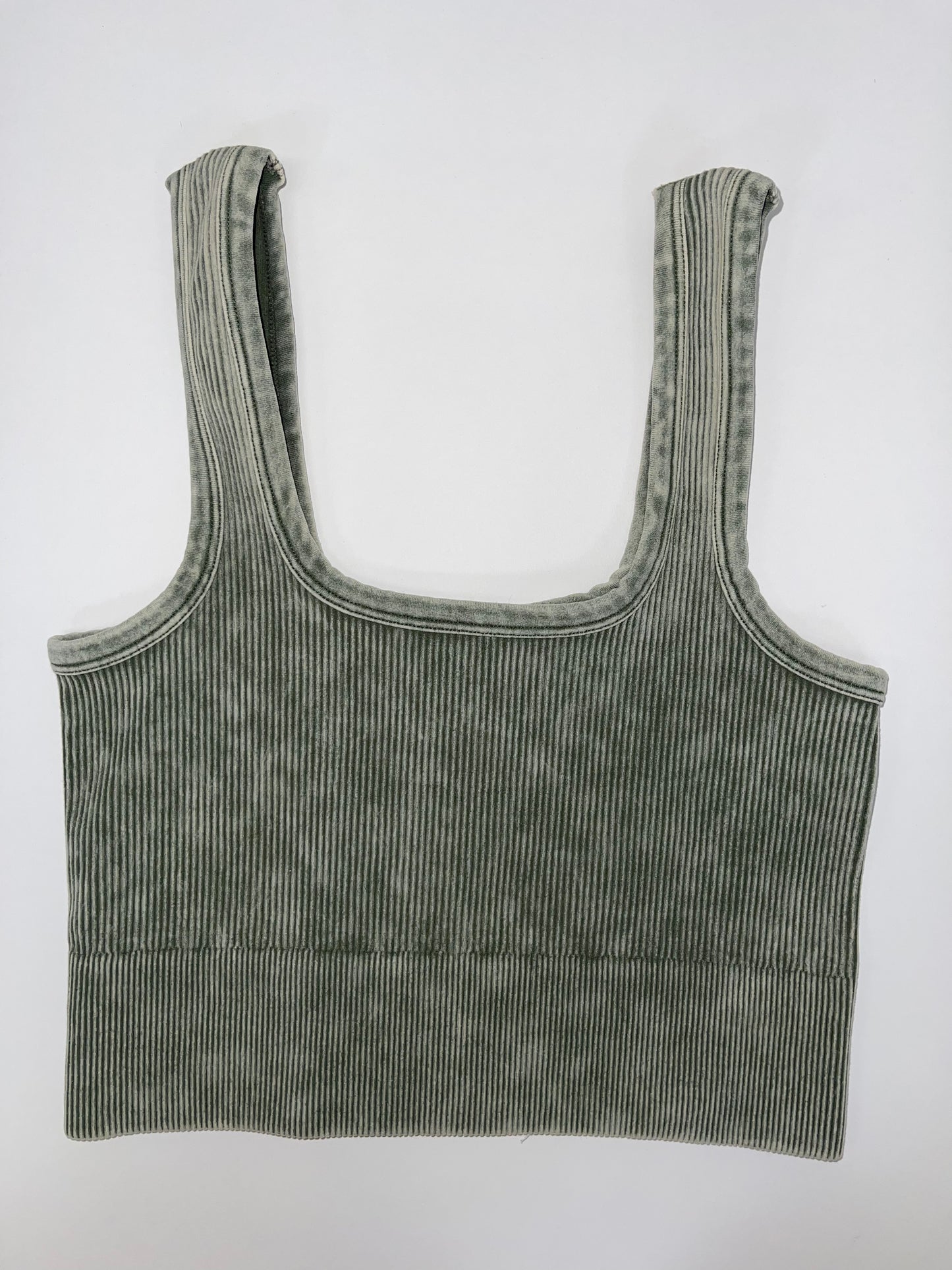 Acid Wash Ribbed Square Neck Cami