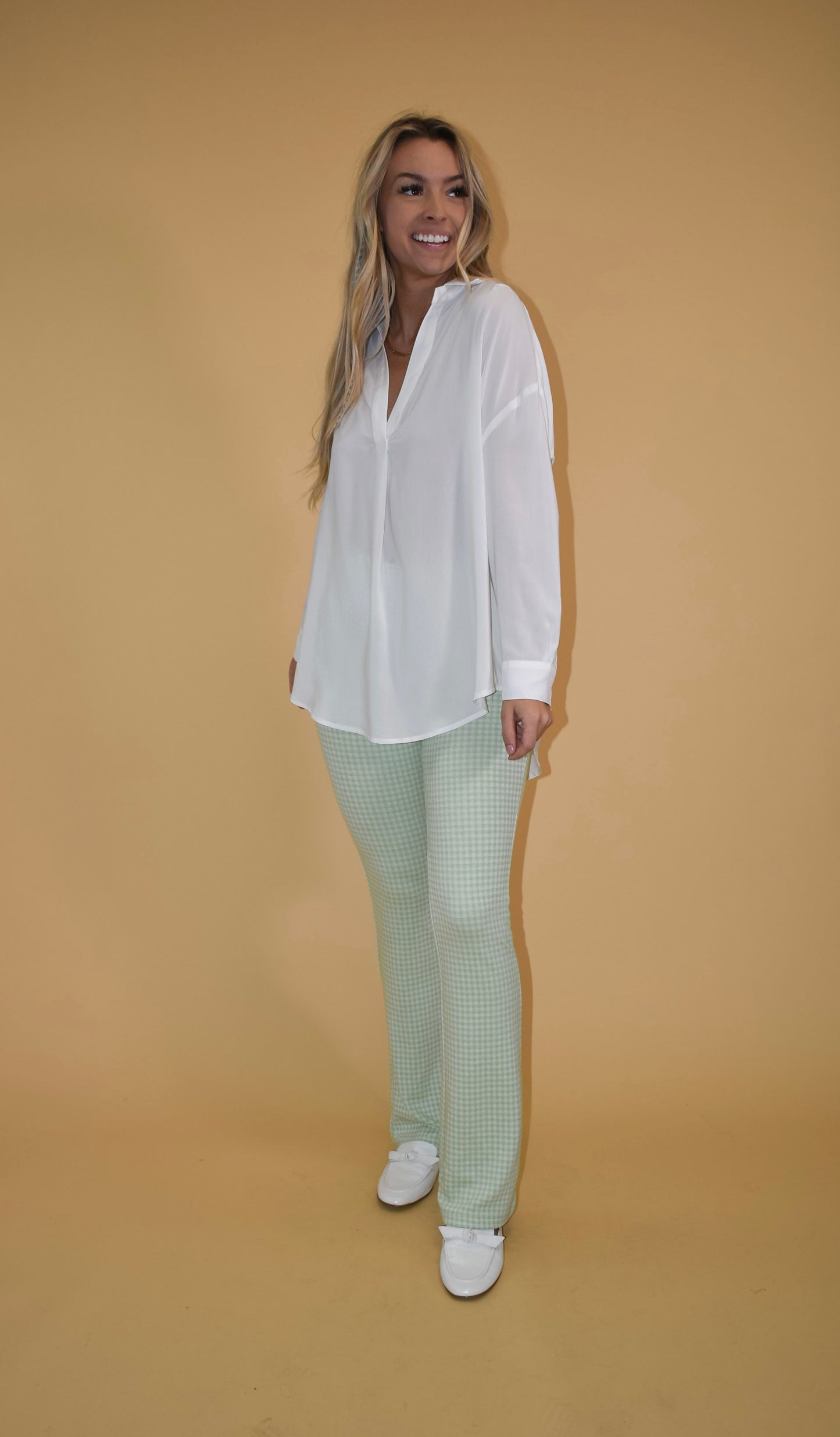 White V-neck Blouse