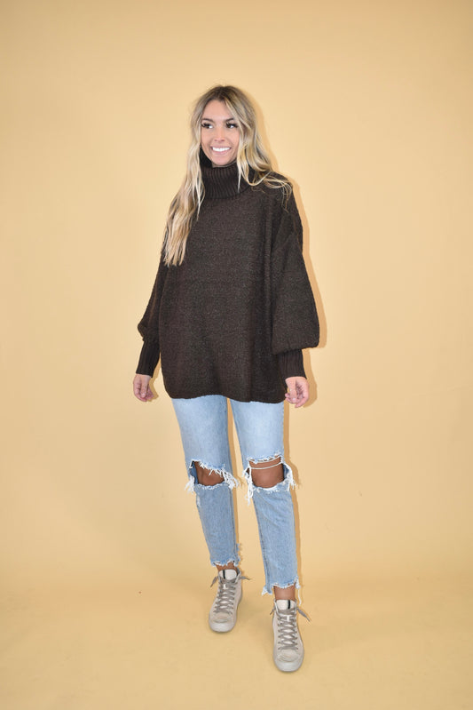 Dark Brown Turtleneck Sweater