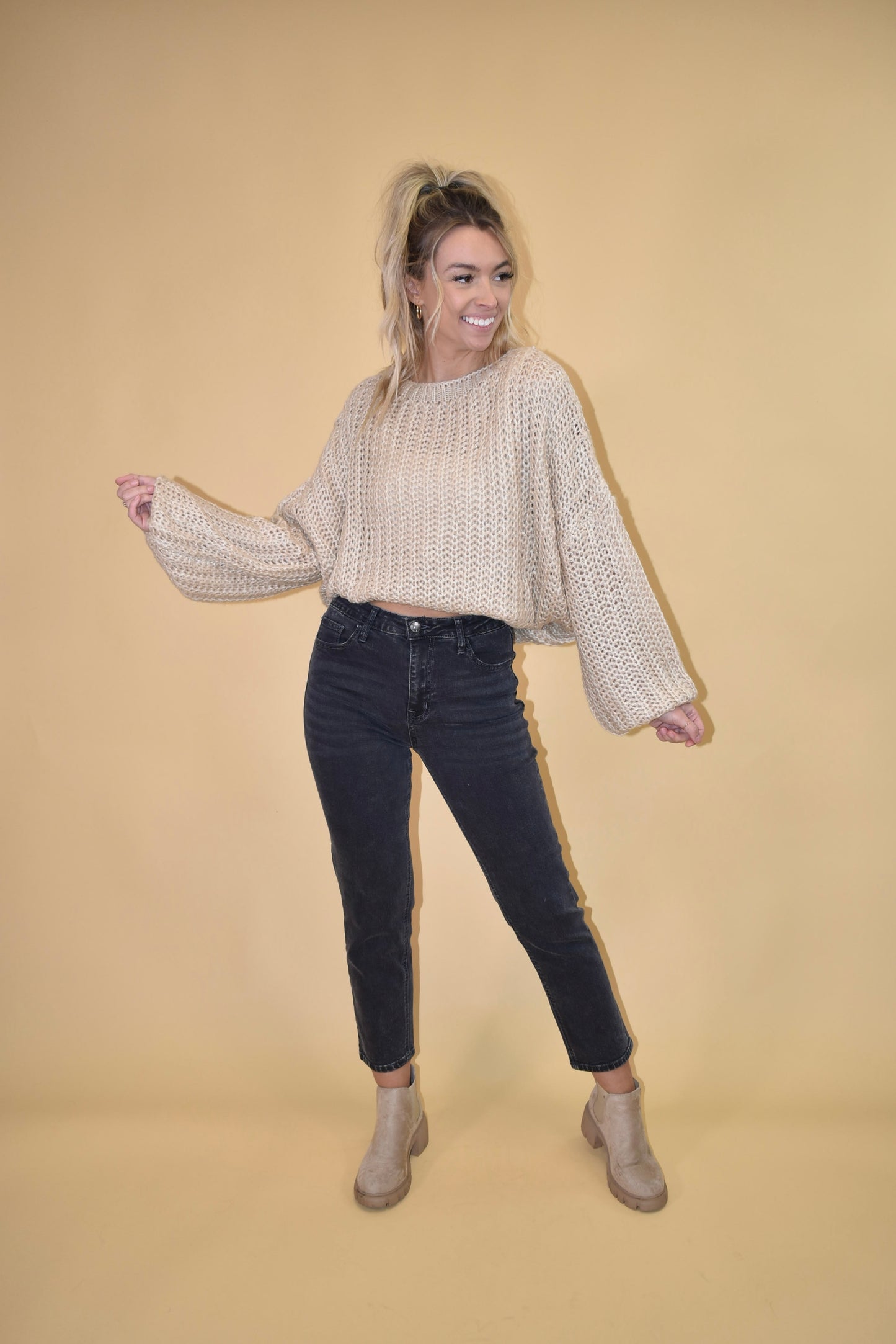 Tan Loose Knit Sweater