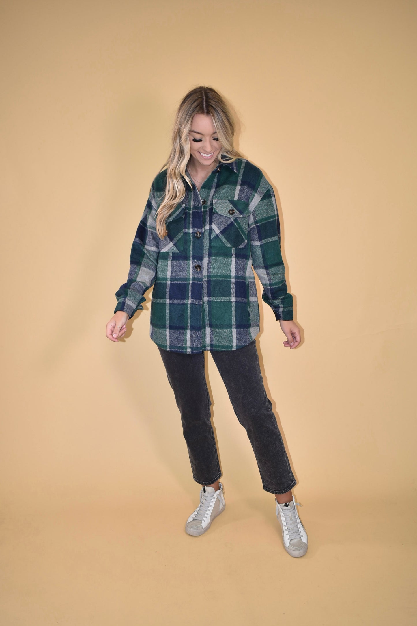 Green & Navy Flannel Shacket