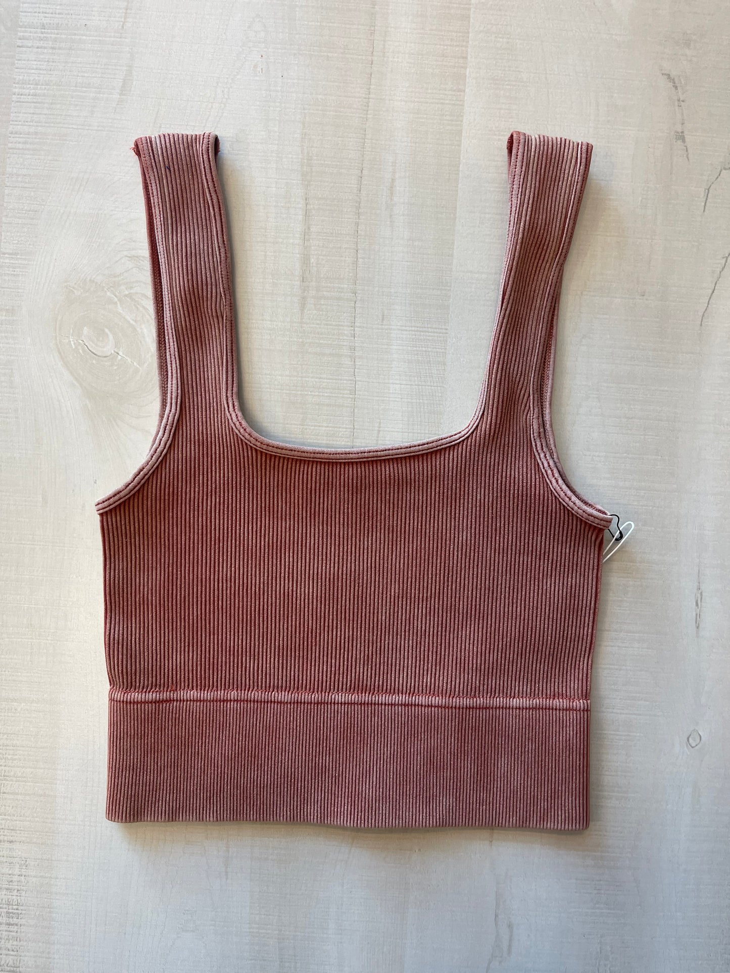 Acid Wash Ribbed Square Neck Cami