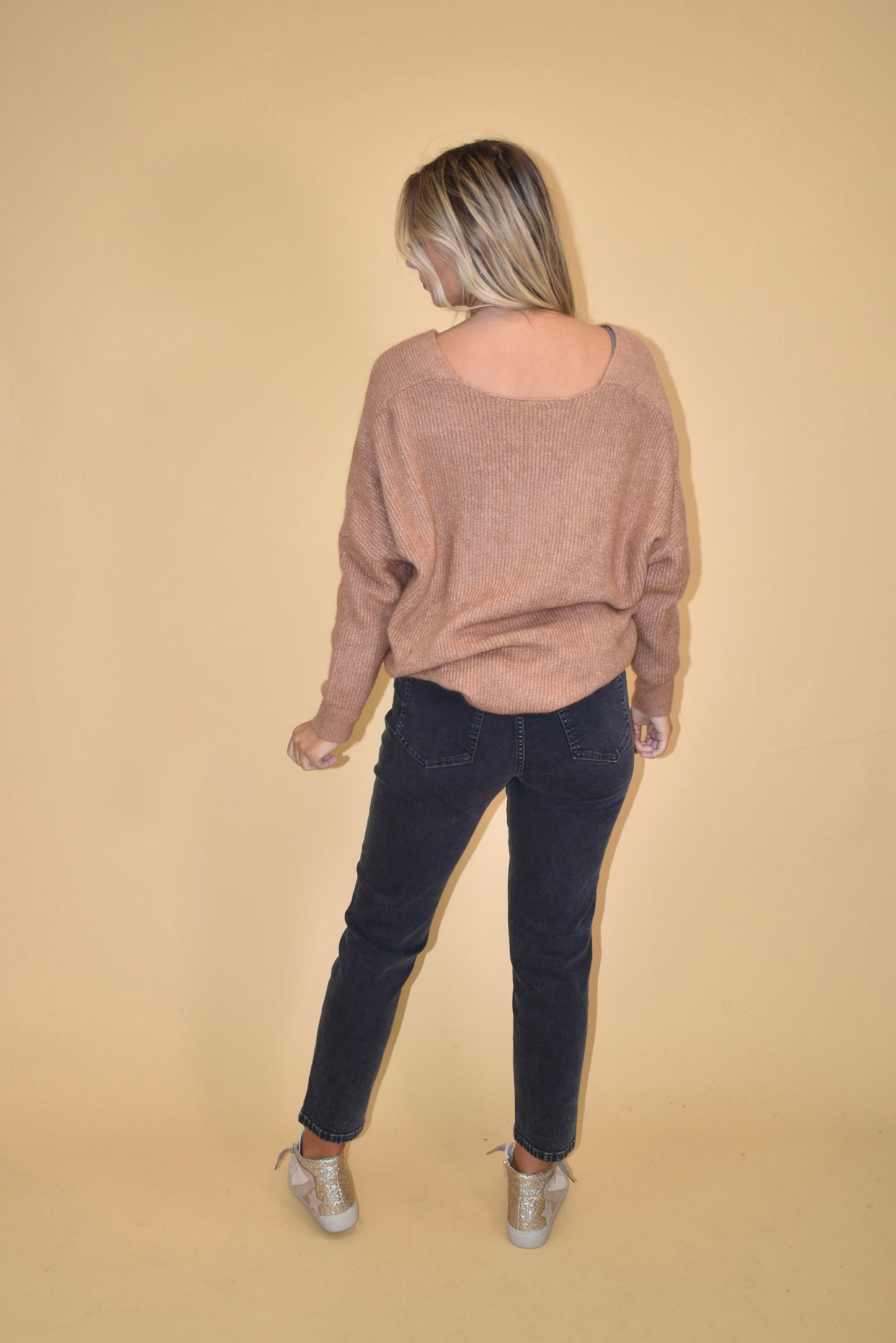 Apricot V Neck Sweater