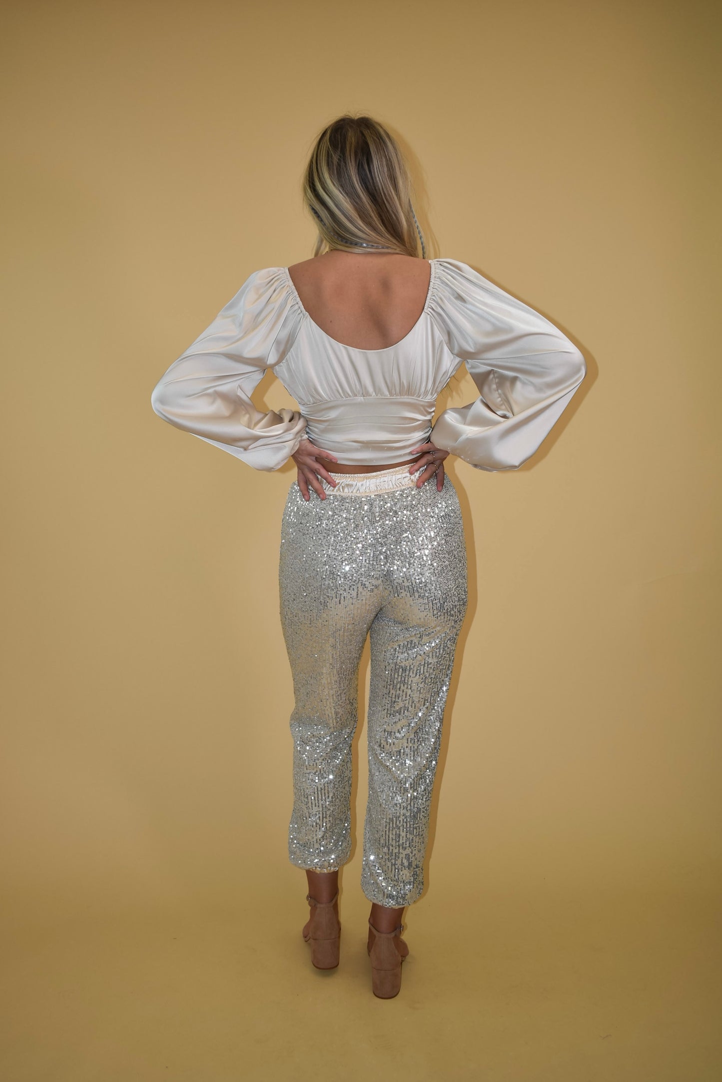 Champagne Sequin Joggers