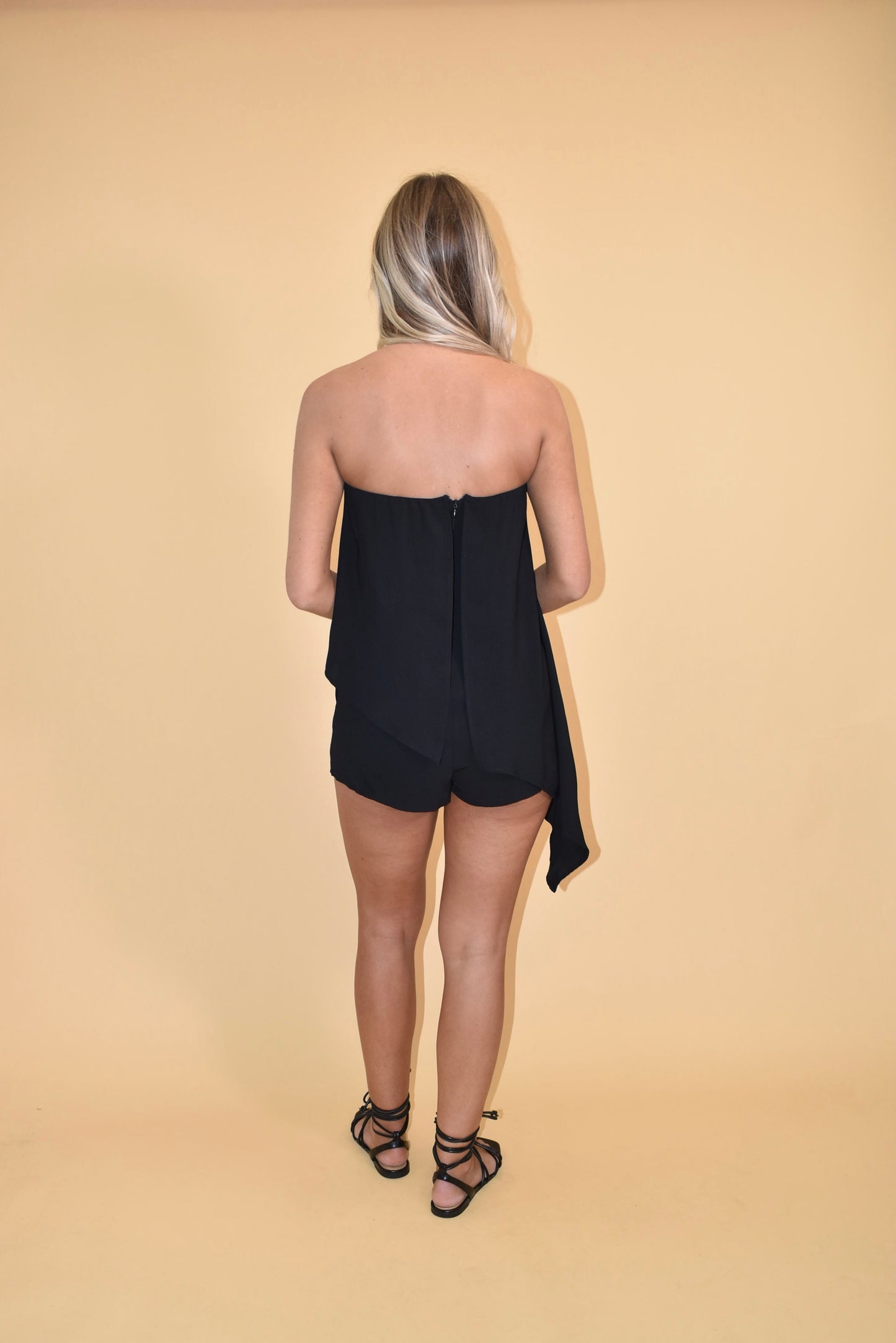 Black Strapless Romper