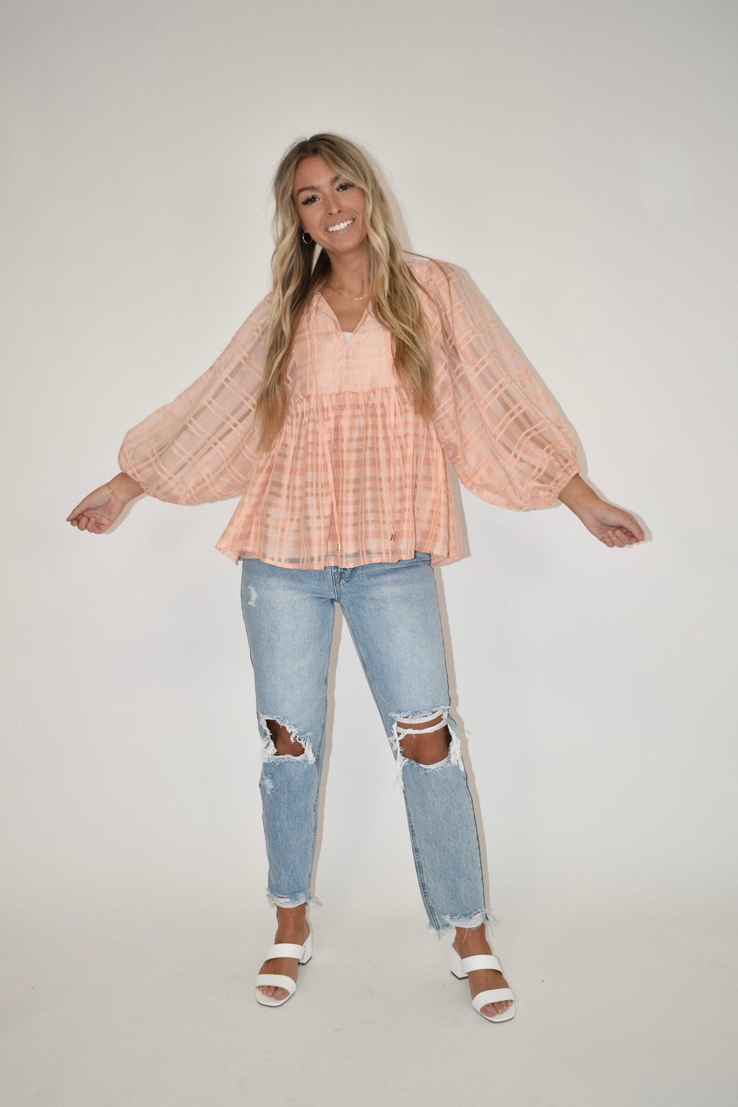 Peach Babydoll Blouse