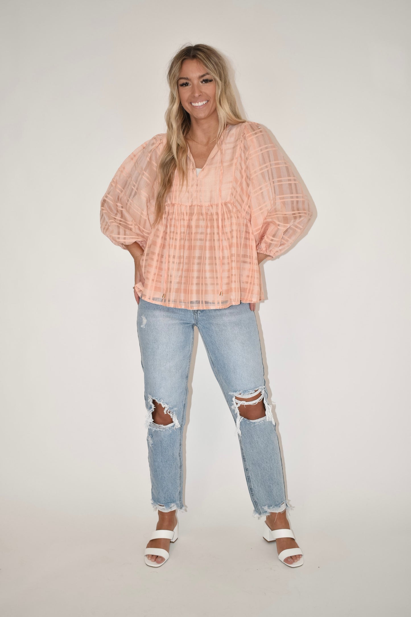 Peach Babydoll Blouse