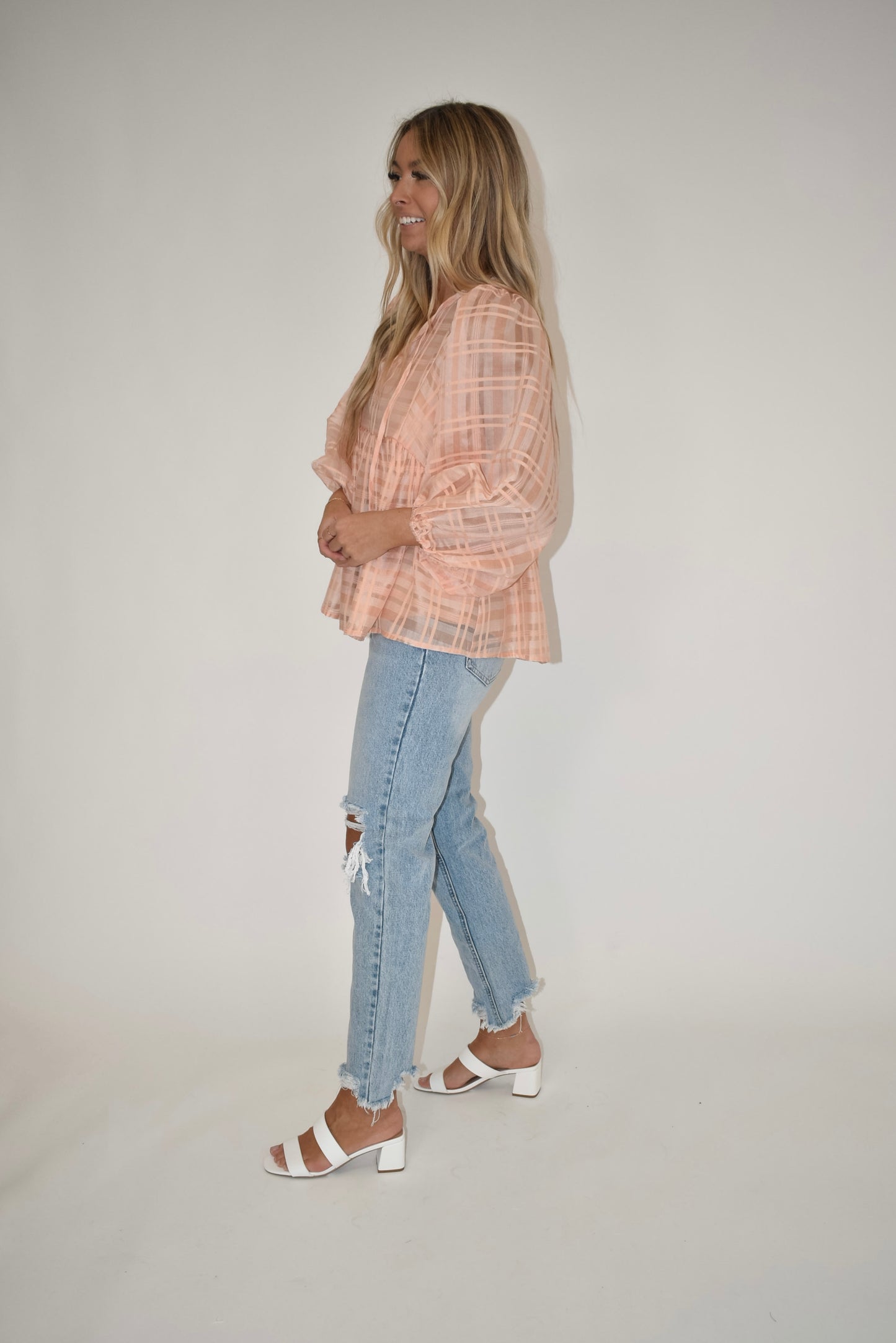 Peach Babydoll Blouse