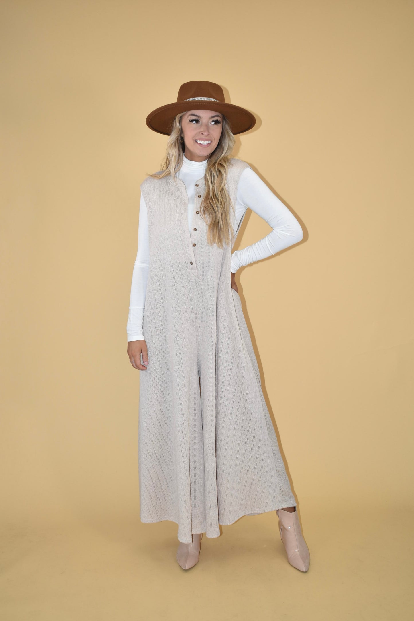 Wide Leg Knit Jumpsuit